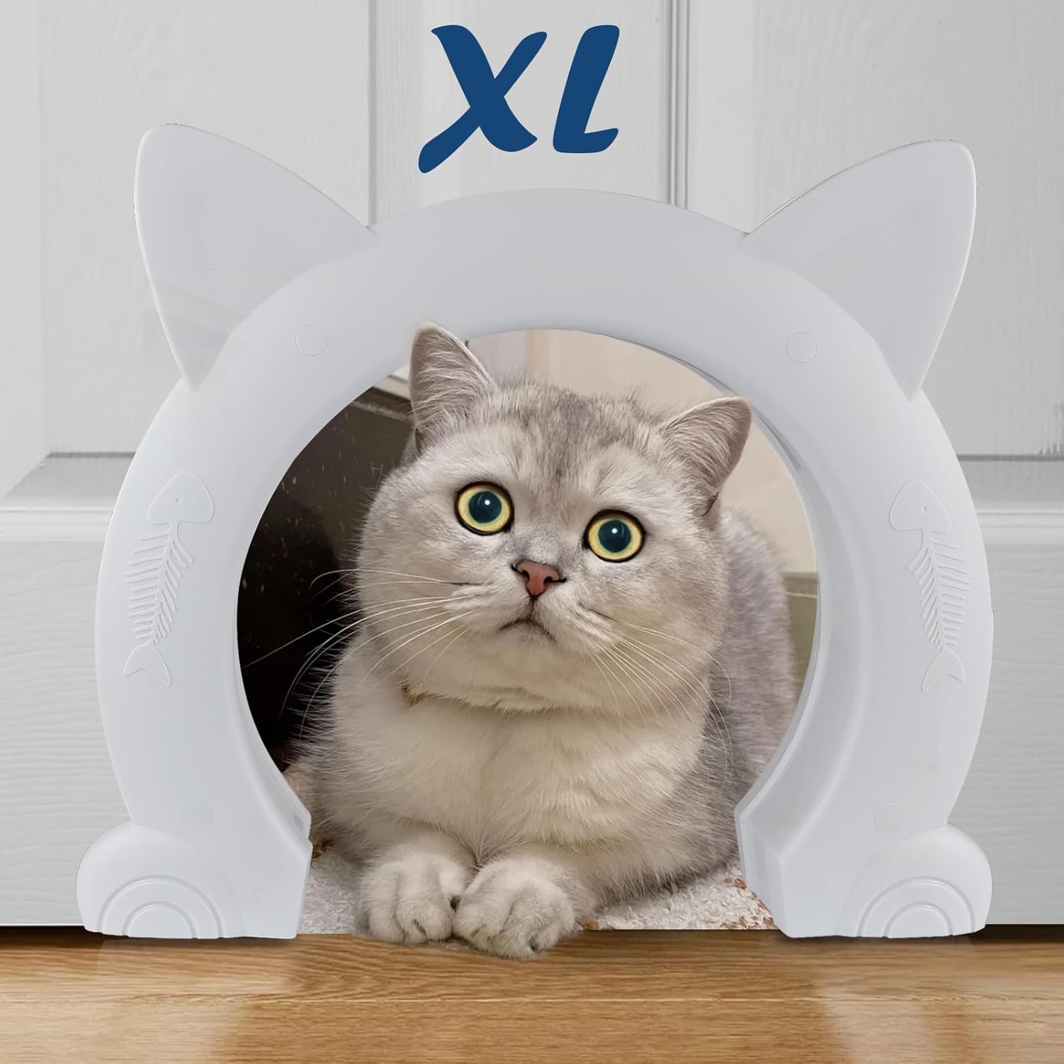 Large Cat Door Interior Door, XL Indoor Cat Door, Pet Doors for Cats, Kitties and Small Dogs (White) - Image 1