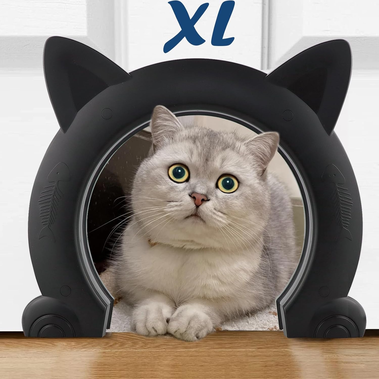 Large Cat Door Interior Door, XL Indoor Cat Door, Pet Doors for Cats, Kitties and Small Dogs (Black) - Image 1