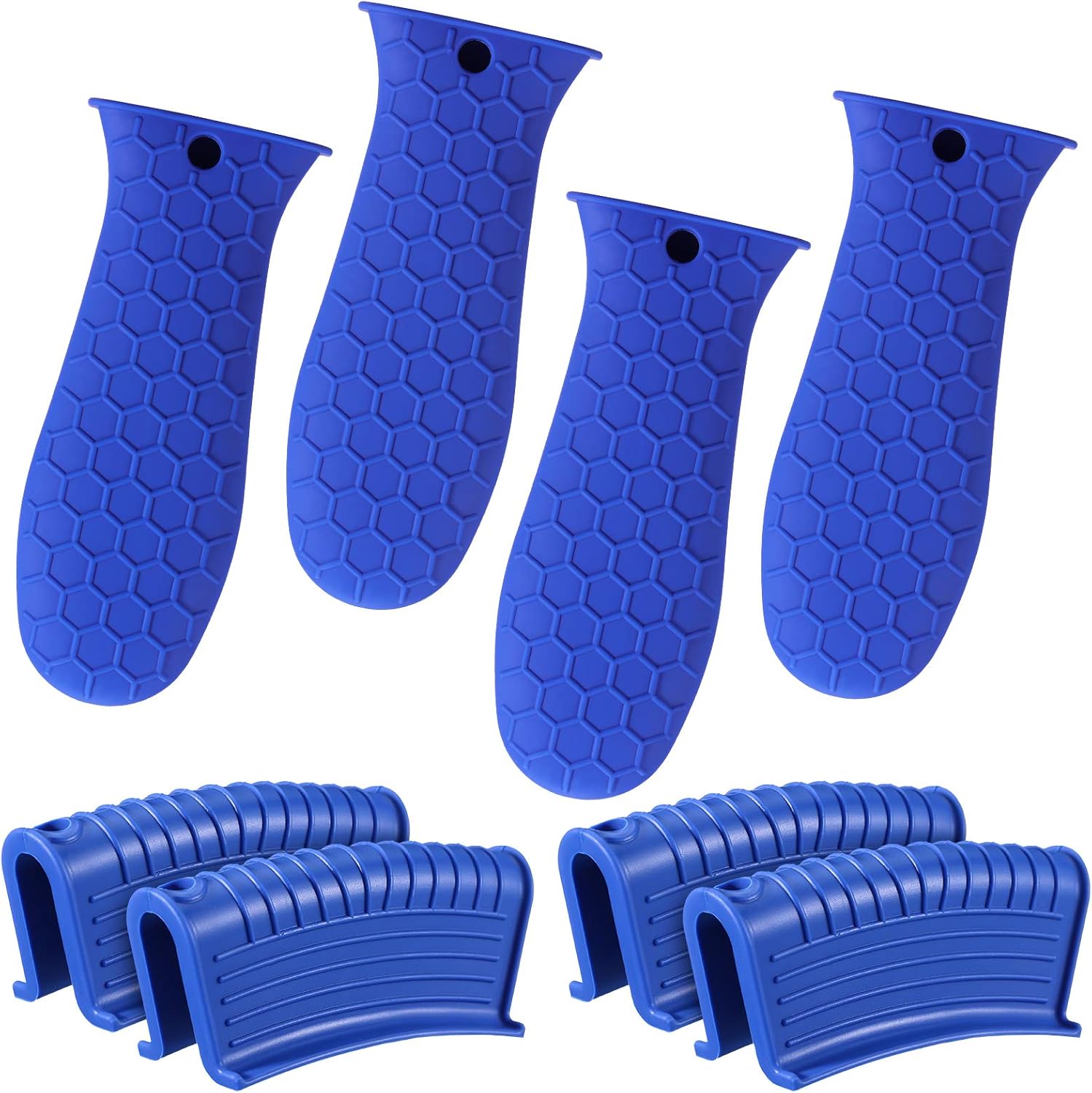 8 Pcs Silicone Pot Holders Set Cast Iron Handle Cover Heat Resistant Pot Handle Covers Potholder Non Slip Reusable Pan Sleeve for Frying Pan Kitchen Supplies(Blue) - Image 1