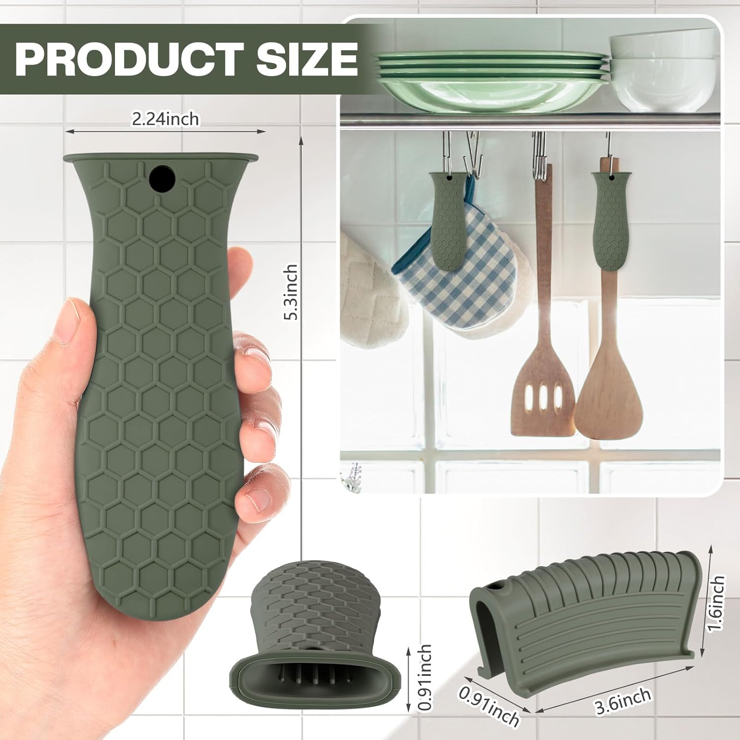8 Pcs Silicone Pot Holders Cast Iron Handle Cover Heat Resistant Pot Handle Covers Potholder Non Slip Reusable Pan Sleeve for Frying Pan Kitchen Supplies(Dark Color) - Image 2