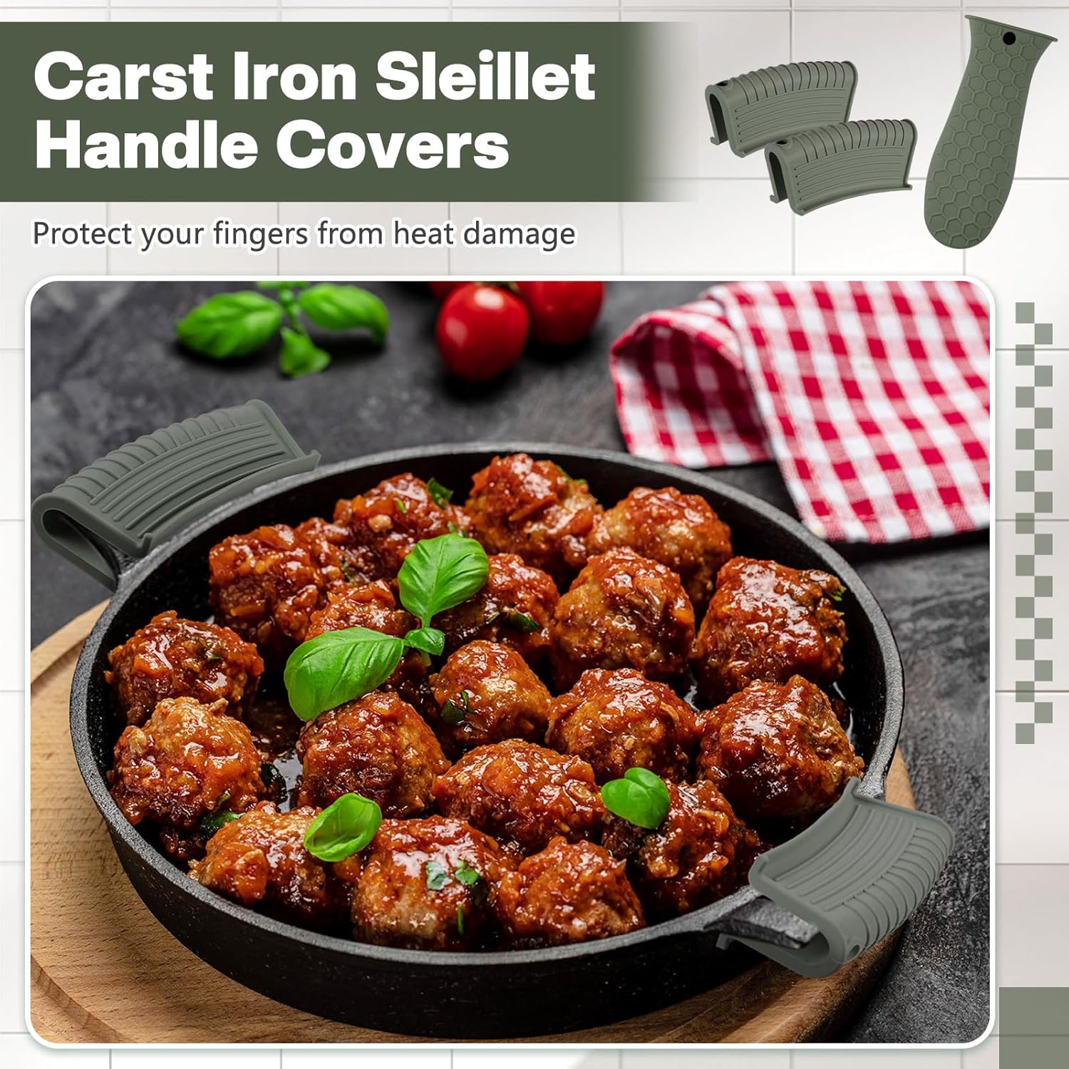 8 Pcs Silicone Pot Holders Cast Iron Handle Cover Heat Resistant Pot Handle Covers Potholder Non Slip Reusable Pan Sleeve for Frying Pan Kitchen Supplies(Dark Color) - Image 5