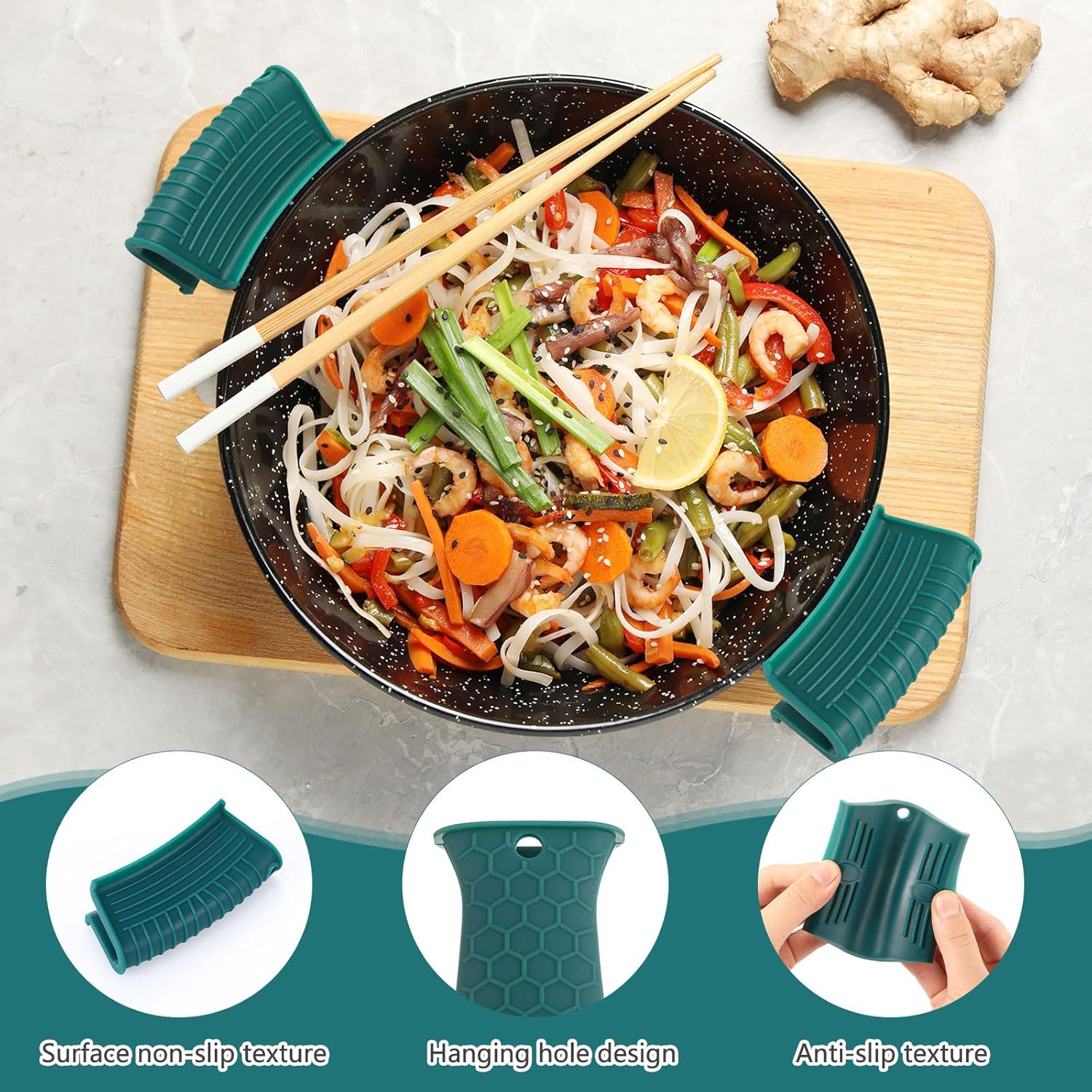 8 Pcs Silicone Pot Holders Set Cast Iron Handle Cover Heat Resistant Pot Handle Covers Potholder Non Slip Reusable Pan Sleeve for Frying Pan Kitchen Supplies(Green) - Image 7