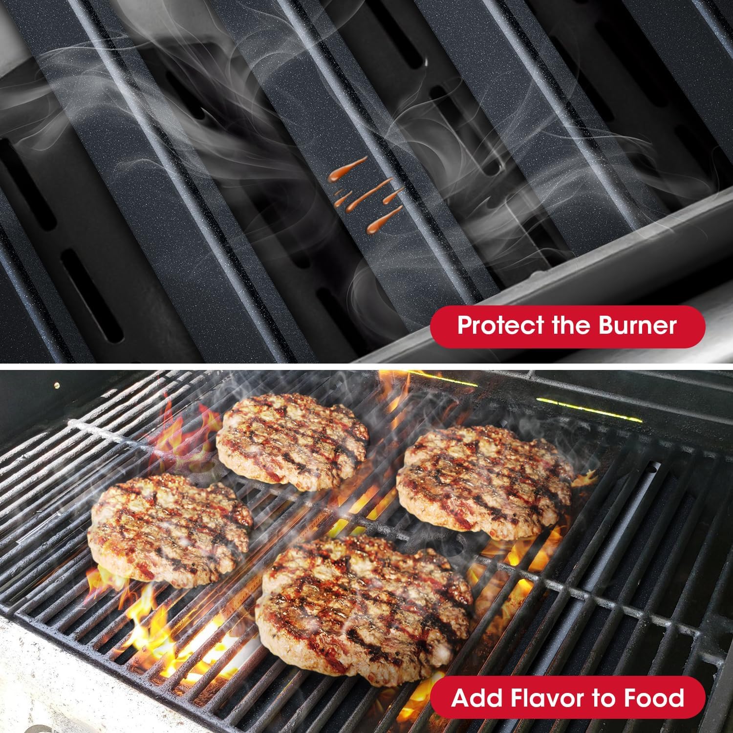 7620 Flavorizer Bars for Weber Genesis 300 Series, E-310 E-330 Grills with Front Control(2011-2016), 17.5 Inch Porcelain Steel Flavor Bars, Grill Burner Cover Replacement Parts - Image 5