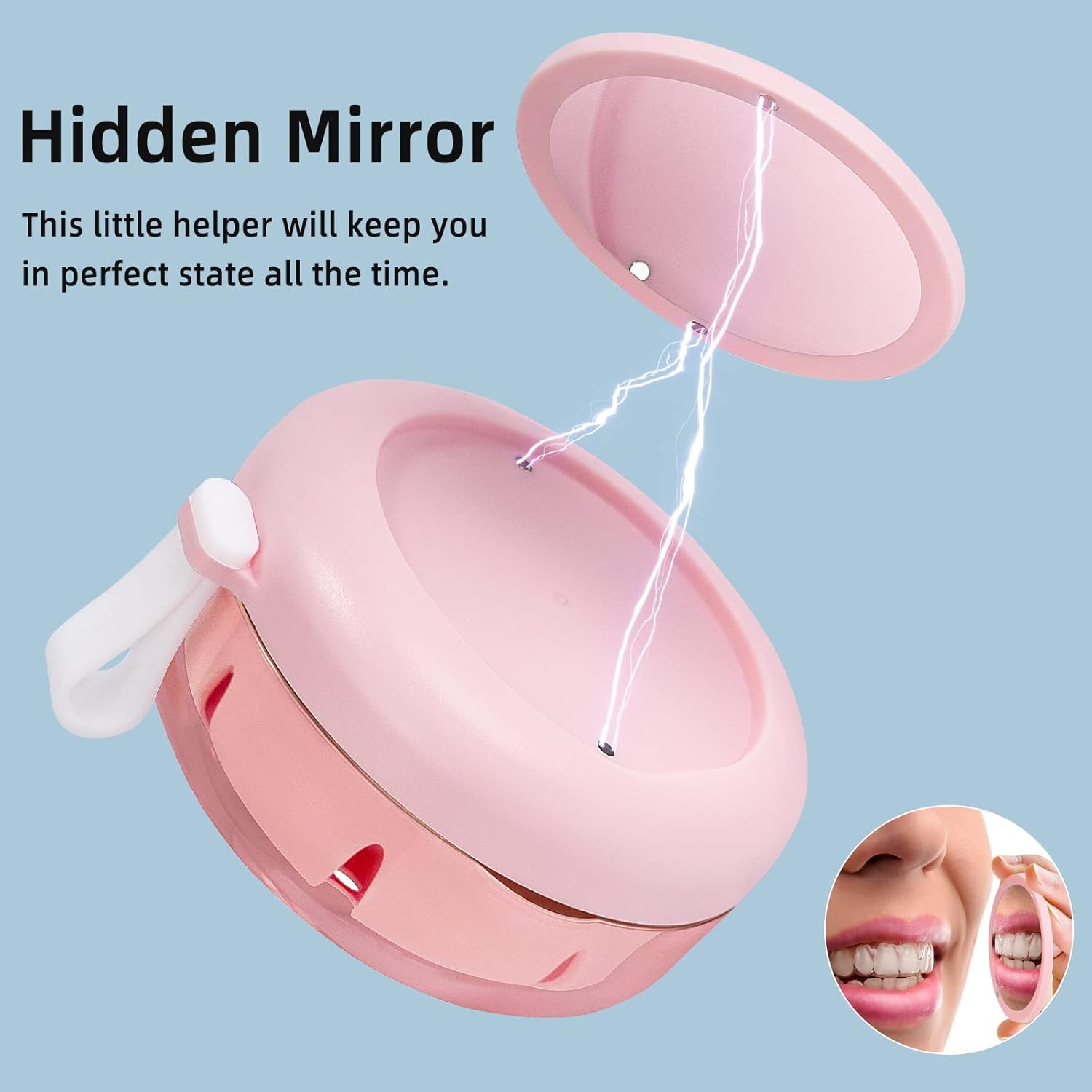 Leak Proof Denture Cup Kit Portable Retainer Case Perfect for Travel, Denture Case Container Cleaning Care for Dentures Aligner Mouth Guard with Denture Brush,Strainer, Removal Tool and Mirror - Image 5