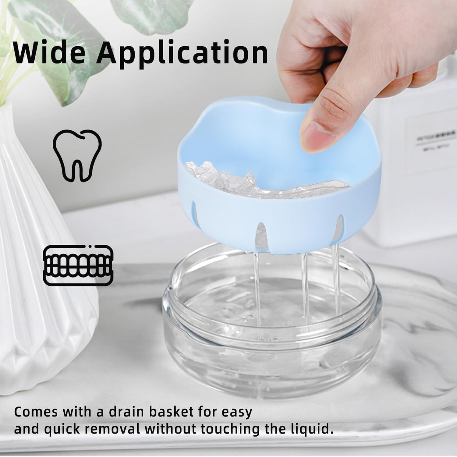 Leak Proof Denture Cup Kit Portable Retainer Case Perfect for Travel, Denture Case Container Cleaning Care for Dentures Aligner Mouth Guard with Denture Brush,Strainer, Removal Tool and Mirror - Image 3