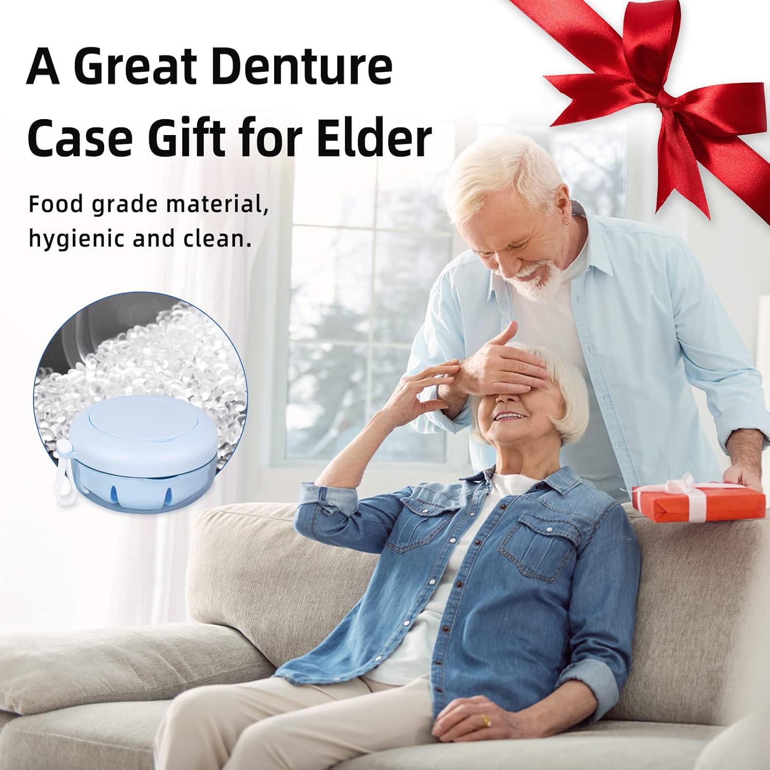 Leak Proof Denture Cup Kit Portable Retainer Case Perfect for Travel, Denture Case Container Cleaning Care for Dentures Aligner Mouth Guard with Denture Brush,Strainer, Removal Tool and Mirror - Image 6