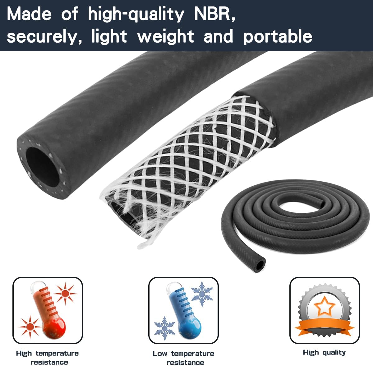 3/8 Inch ID NBR Rubber Hose, 20 Feet Fuel Hose Line Transfer Hose for Small Engine Black - Image 3