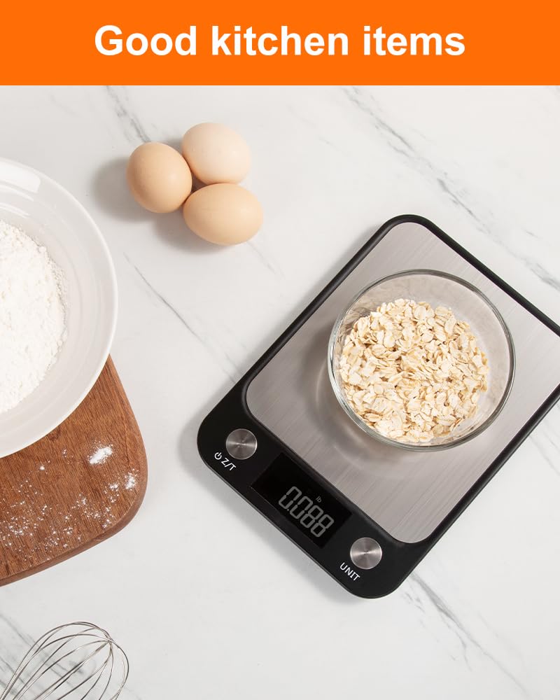 Food Scale,Digital Kitchen Scale, Stainless Steel, Weight in Grams, Ounces, Milliliters and Pounds, Ideal for Meal Prep, Cooking, and Baking - Image 3