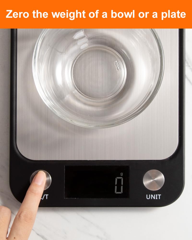 Food Scale,Digital Kitchen Scale, Stainless Steel, Weight in Grams, Ounces, Milliliters and Pounds, Ideal for Meal Prep, Cooking, and Baking - Image 4