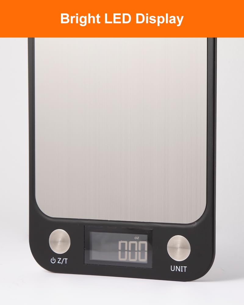 Food Scale,Digital Kitchen Scale, Stainless Steel, Weight in Grams, Ounces, Milliliters and Pounds, Ideal for Meal Prep, Cooking, and Baking - Image 5