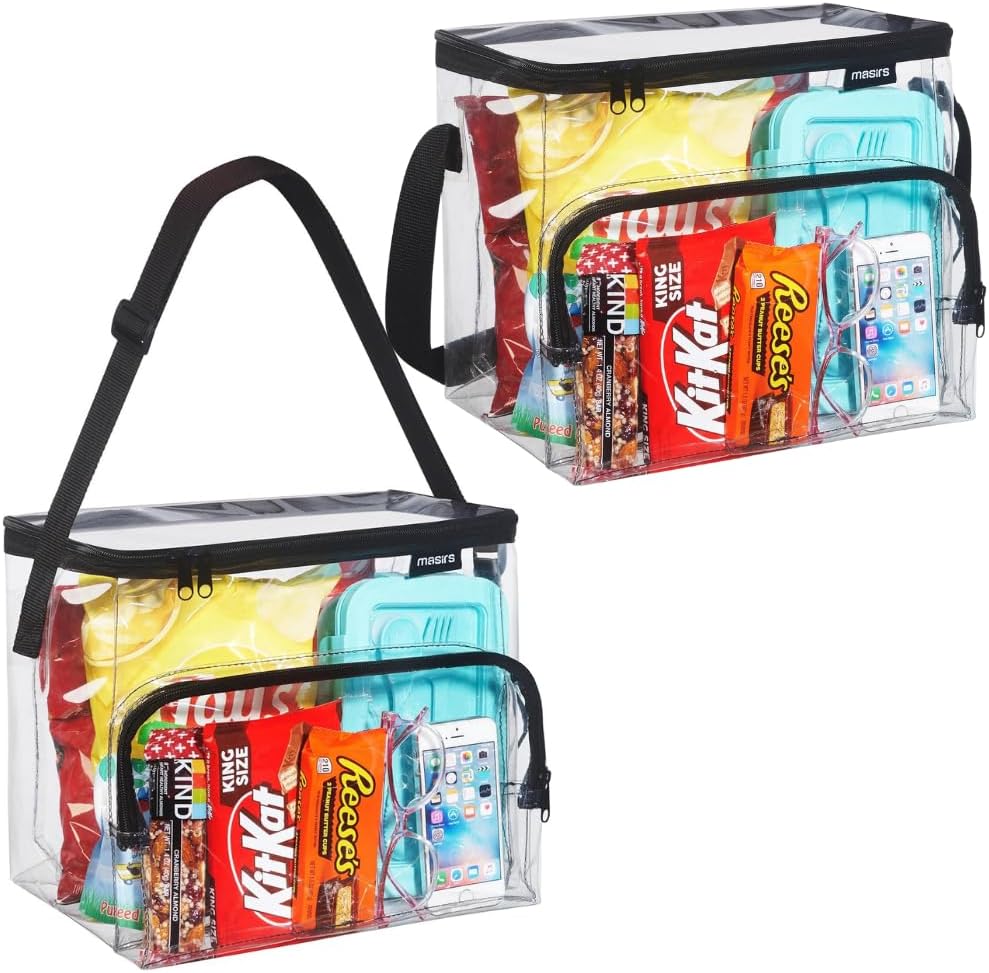 Clear Lunch Bag Set – Medium and Large Durable See-Through PVC Bags with Adjustable Shoulder Straps – Freezer Proof and Stadium Approved for Work, School, and Correctional Facilities - Image 1