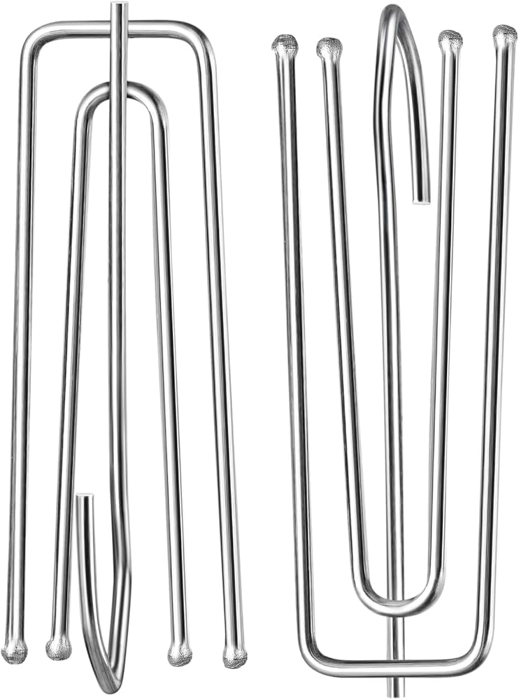 Curtain Pleat Hooks,  60pcs Stainless Steel 4 Prongs Drapery Hooks for Window Door Bathroom Curtain (2.7inches*1.3inches) - Image 1