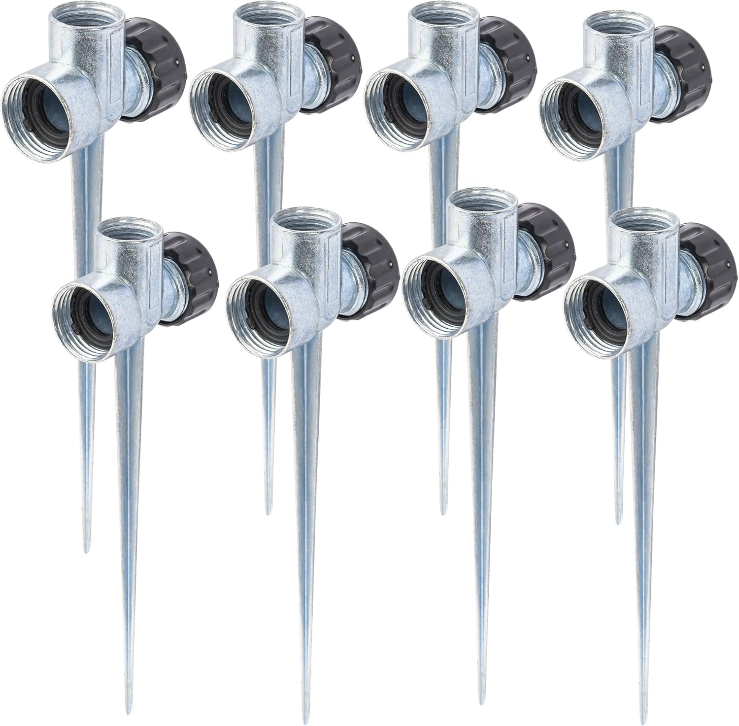 8 Pack 1/2 inch Zinc Alloy Lawn Sprinkler Spike Base, Water Flow Thru Sprinkler for Yard, Lawn, Garden and Grass Irrigation - Image 1