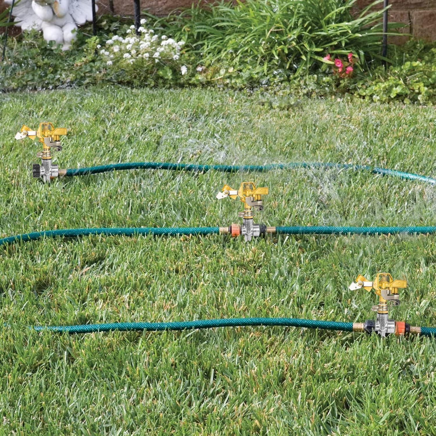 8 Pack 1/2 inch Zinc Alloy Lawn Sprinkler Spike Base, Water Flow Thru Sprinkler for Yard, Lawn, Garden and Grass Irrigation - Image 3