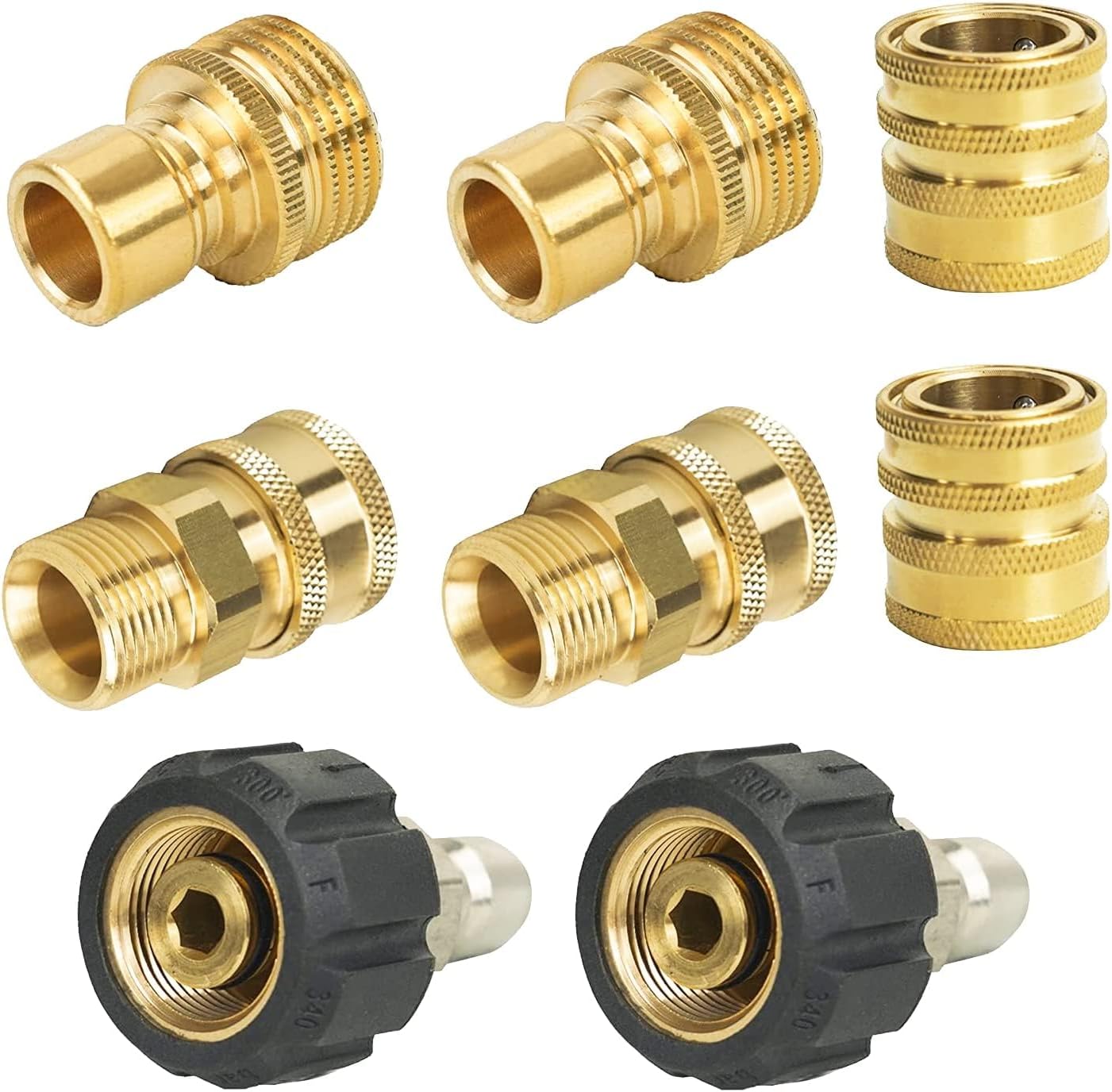 Pressure Washer Adapter Set, Quick Disconnect Kit With M22 Metric Male Thread Quick Connector, M22 Swivel to 3/8'' Quick Connect, 3/4