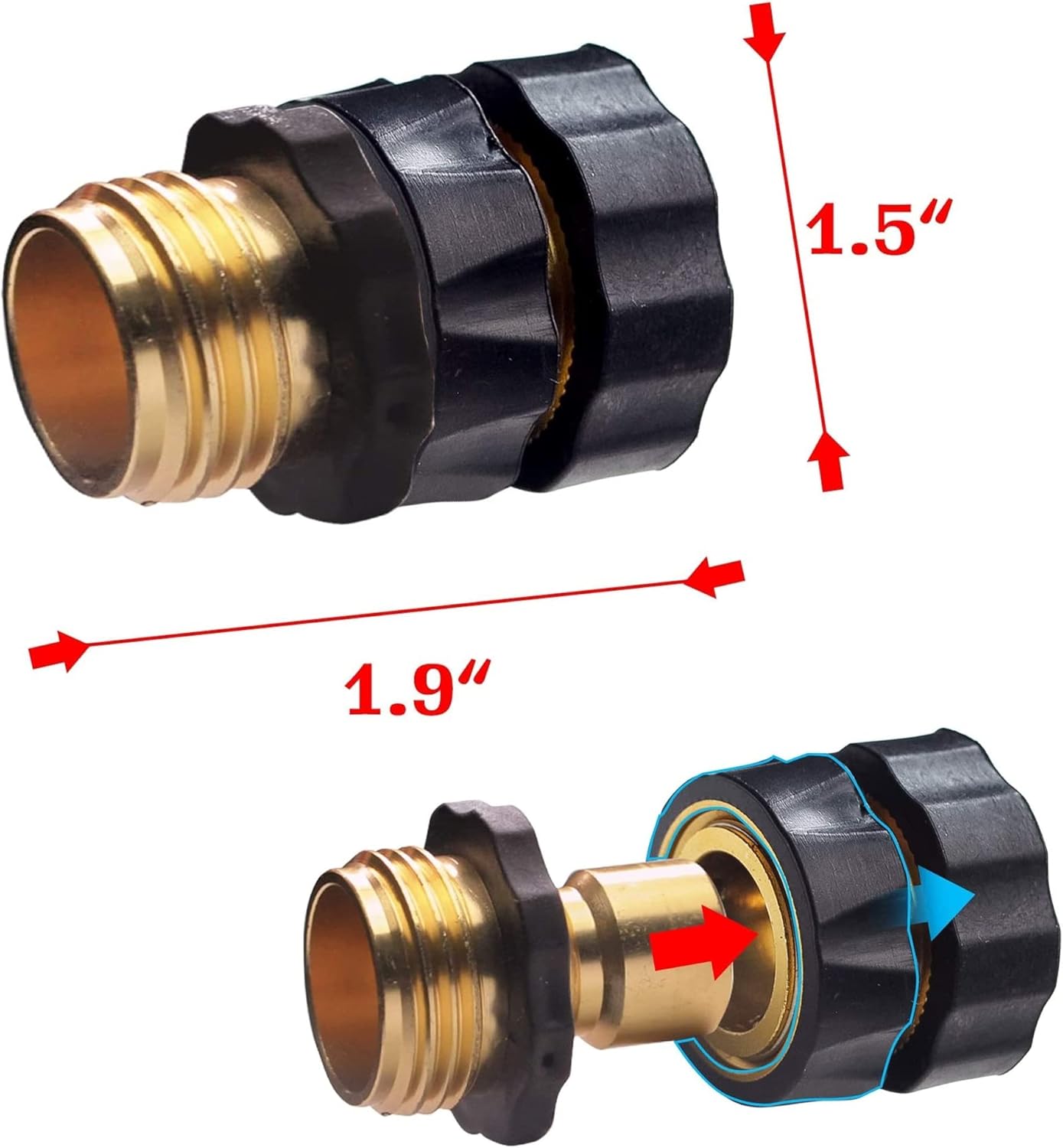 3/4 Inch Garden Hose Quick Connect, Quick Connect Garden Hose Fittings, Male and Female Water Quick Release Hose Connector (6 Pack) - Image 3