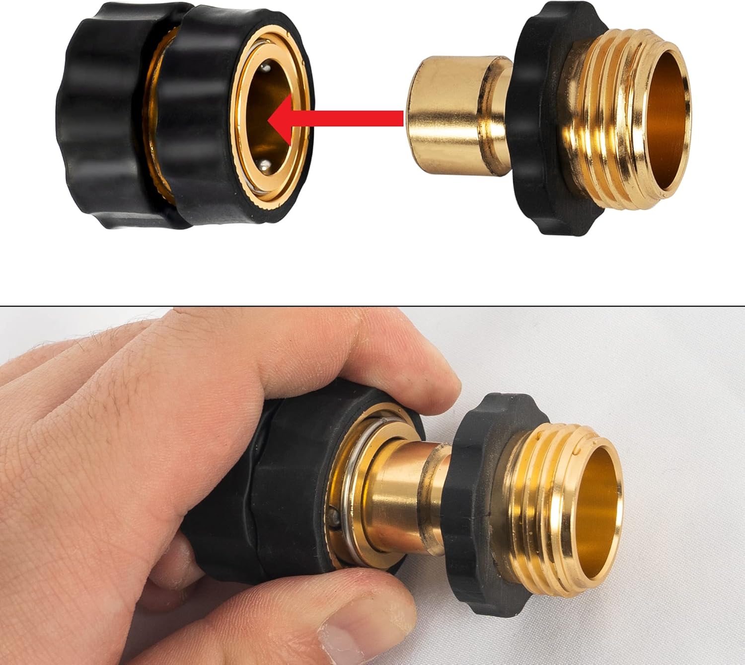 3/4 Inch Garden Hose Quick Connect, Quick Connect Garden Hose Fittings, Male and Female Water Quick Release Hose Connector (6 Pack) - Image 5