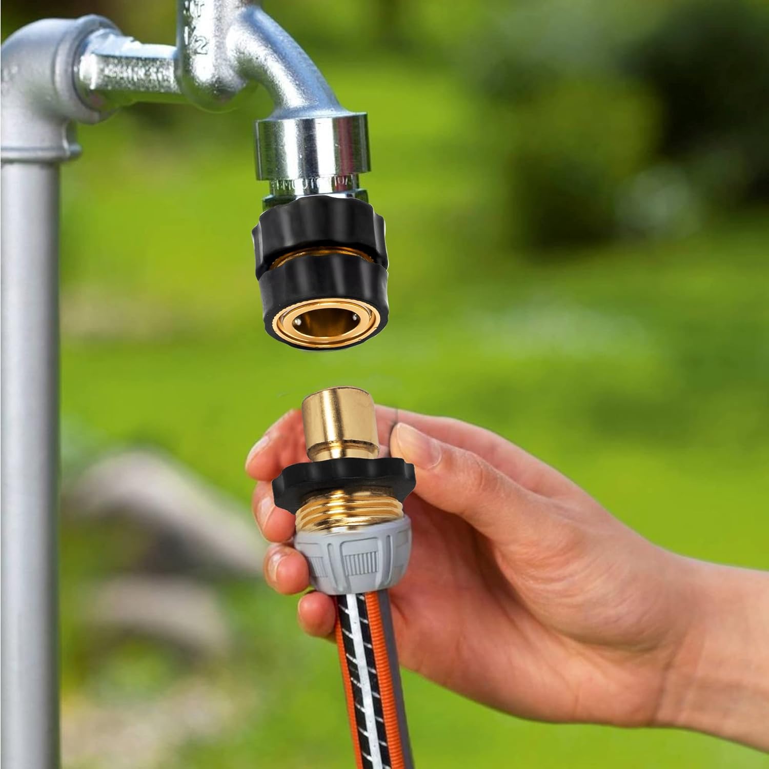 3/4 Inch Garden Hose Quick Connect, Quick Connect Garden Hose Fittings, Male and Female Water Quick Release Hose Connector (6 Pack) - Image 7