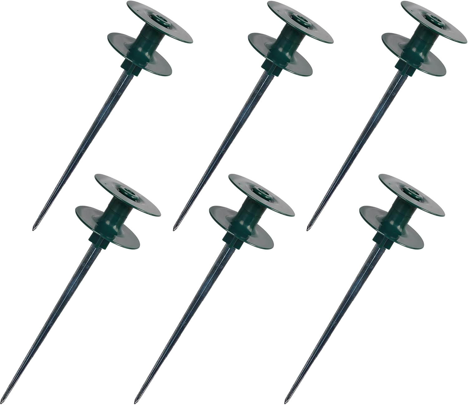6 Pack Garden Hose Guide Spike, 10 Inch Rustproof Zinc Sturdy Metal Stake, Heavy Duty Spin Top, Keeps Garden Hose Out of Flower Beds for Plant Protection - Image 1