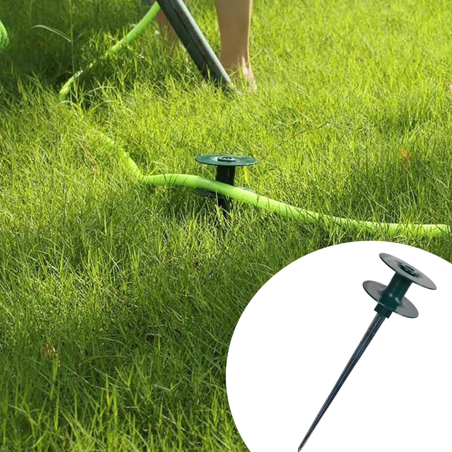 6 Pack Garden Hose Guide Spike, 10 Inch Rustproof Zinc Sturdy Metal Stake, Heavy Duty Spin Top, Keeps Garden Hose Out of Flower Beds for Plant Protection - Image 3
