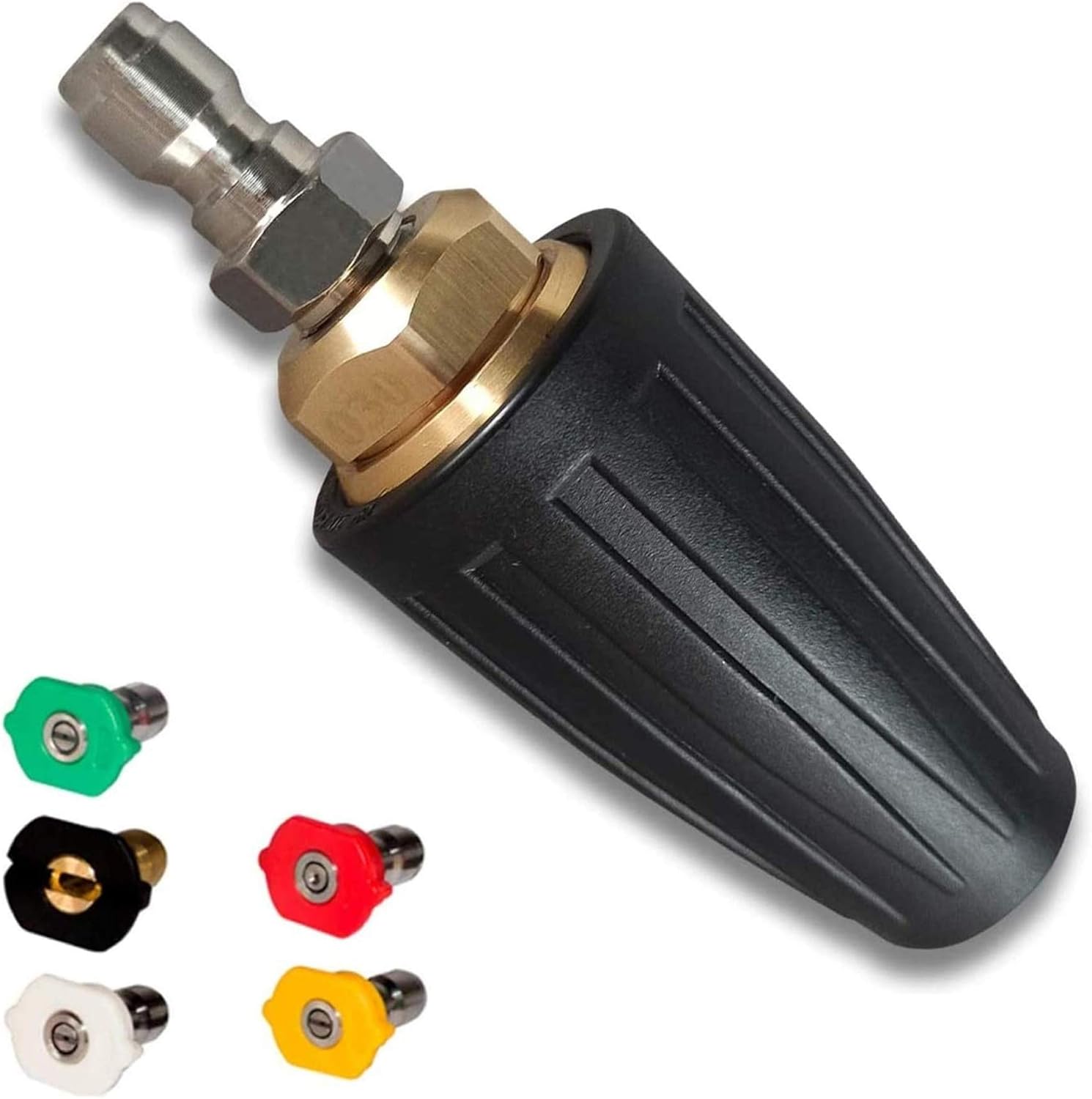 4000 PSI Rotating Turbo Nozzle Set, 1/4 Inch, With 5 Tips for Pressure Washer, Orifice 3.0 - Image 1