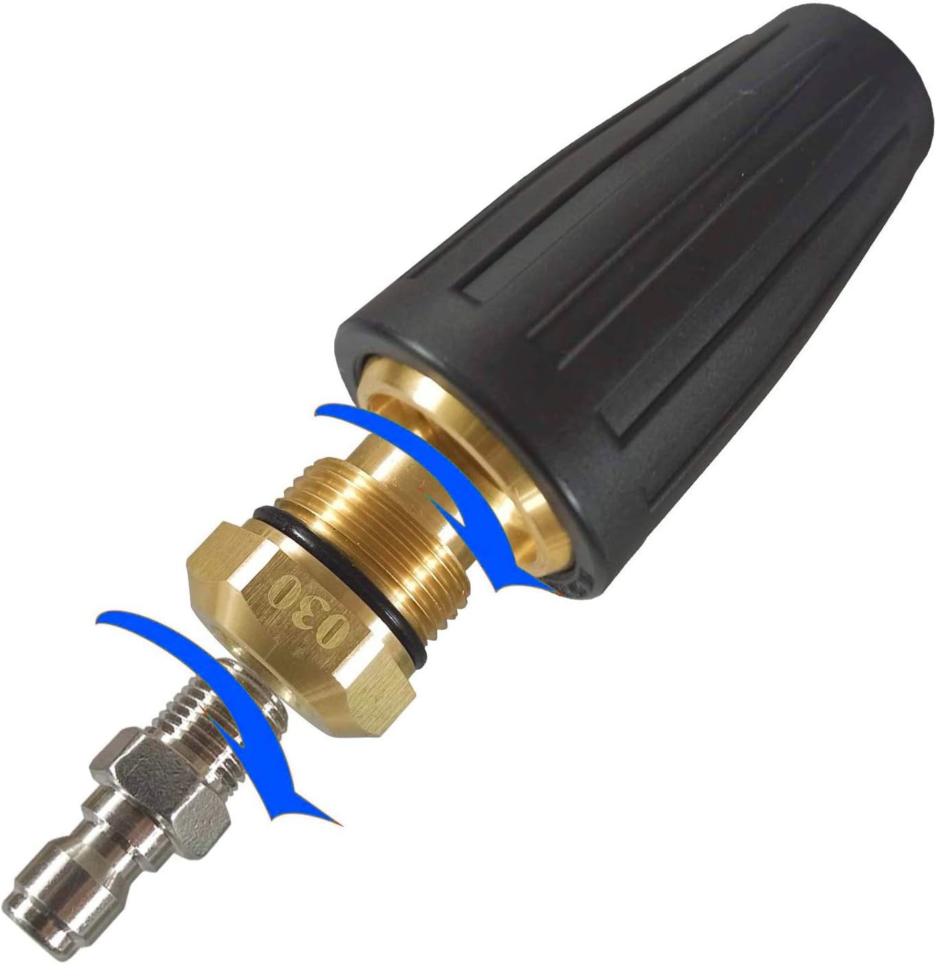 4000 PSI Rotating Turbo Nozzle Set, 1/4 Inch, With 5 Tips for Pressure Washer, Orifice 3.0 - Image 2