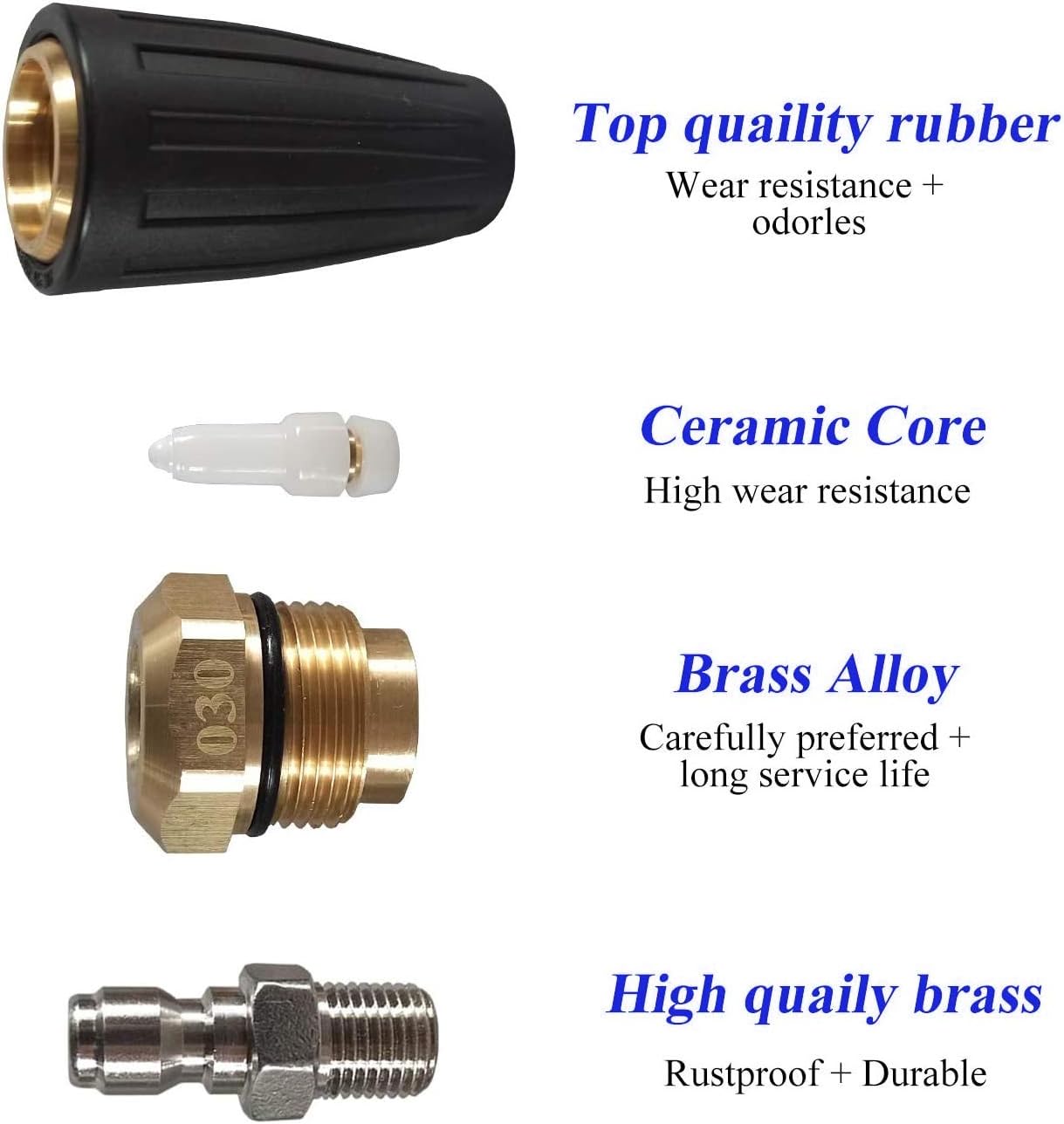 4000 PSI Rotating Turbo Nozzle Set, 1/4 Inch, With 5 Tips for Pressure Washer, Orifice 3.0 - Image 3