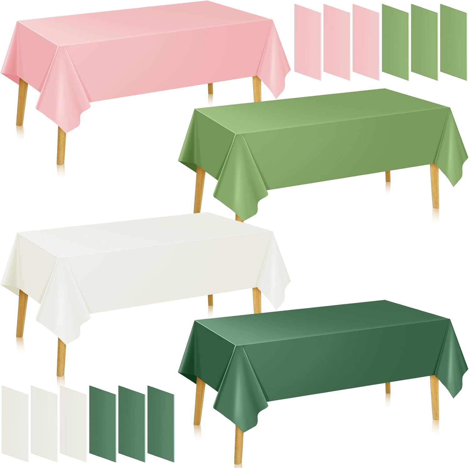 12 Pcs Sage Green and Pink Plastic Tablecloth 54 x 108 Inch 4 Colors Disposable Rectangle Table Cover Waterproof Table Cloth for Boho Wedding Bridal Baby Shower Birthday Witch Party - Image 1