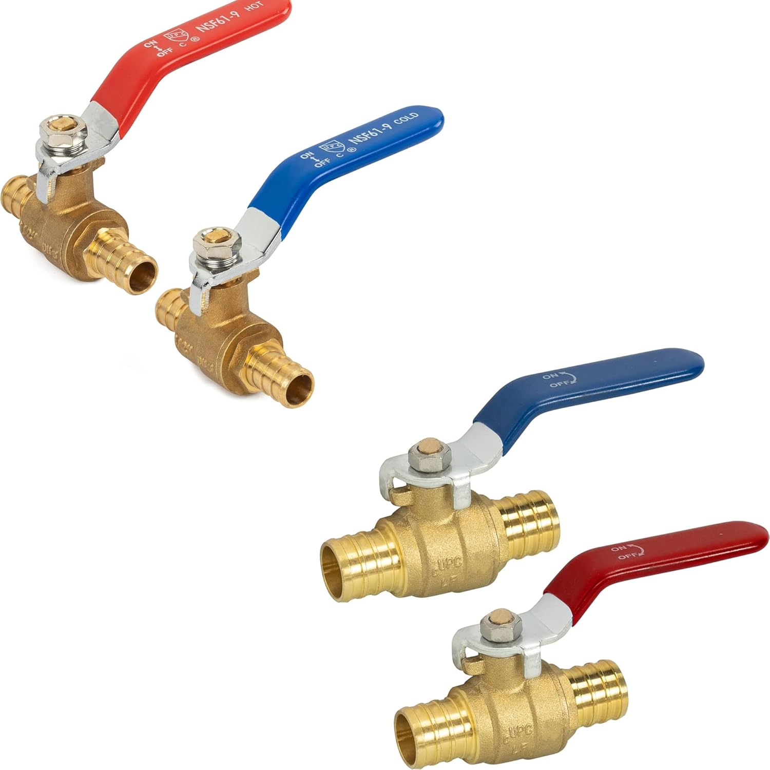1/2 Inch Pex Full Port Shut Off Ball Valve + 3/4 Inch Pex Full Port Shut Off Ball Valve Hot and Cold - Image 1