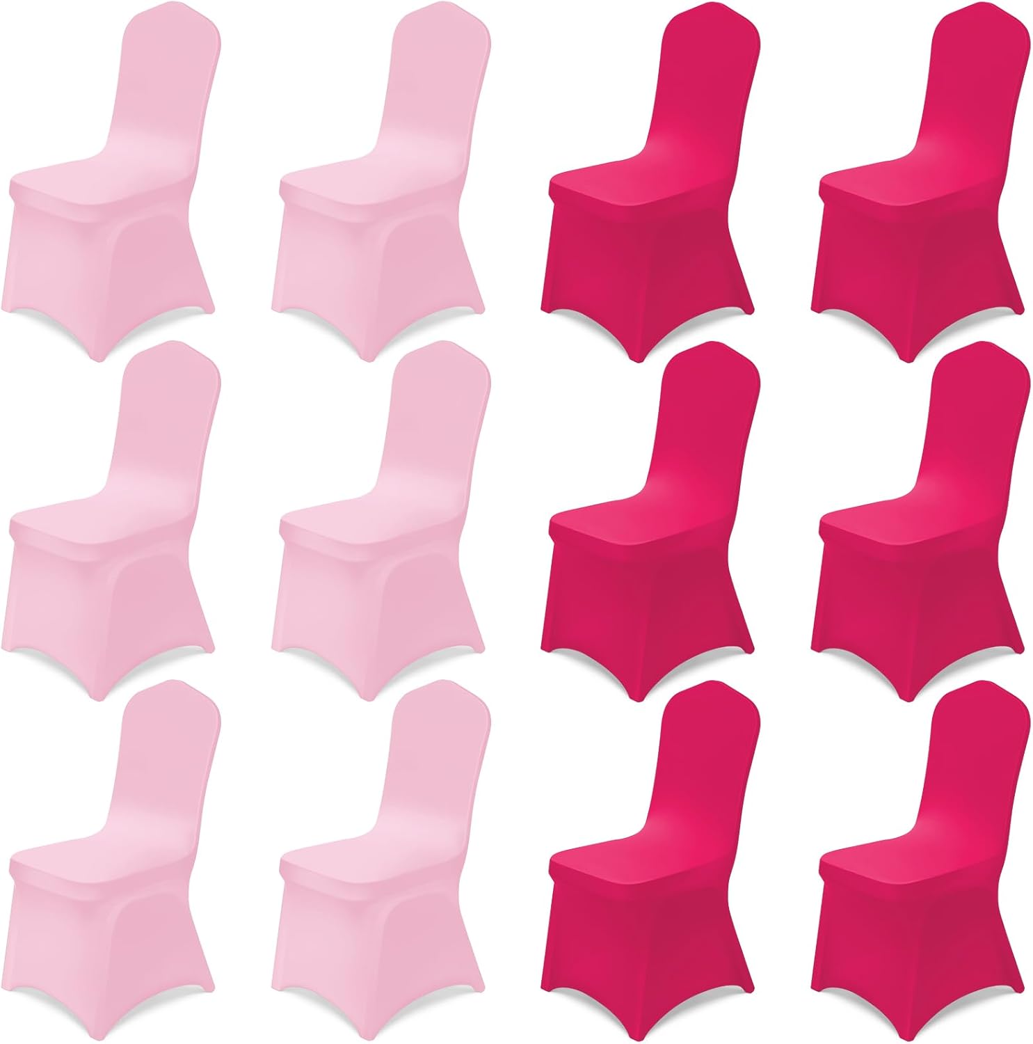 12 Pcs Pink Folding Chair Covers Universal Spandex Slipcovers Washable Removable Stretch Chair Protector Covers for Wedding Hot Pink Birthday Party Decoration - Image 1