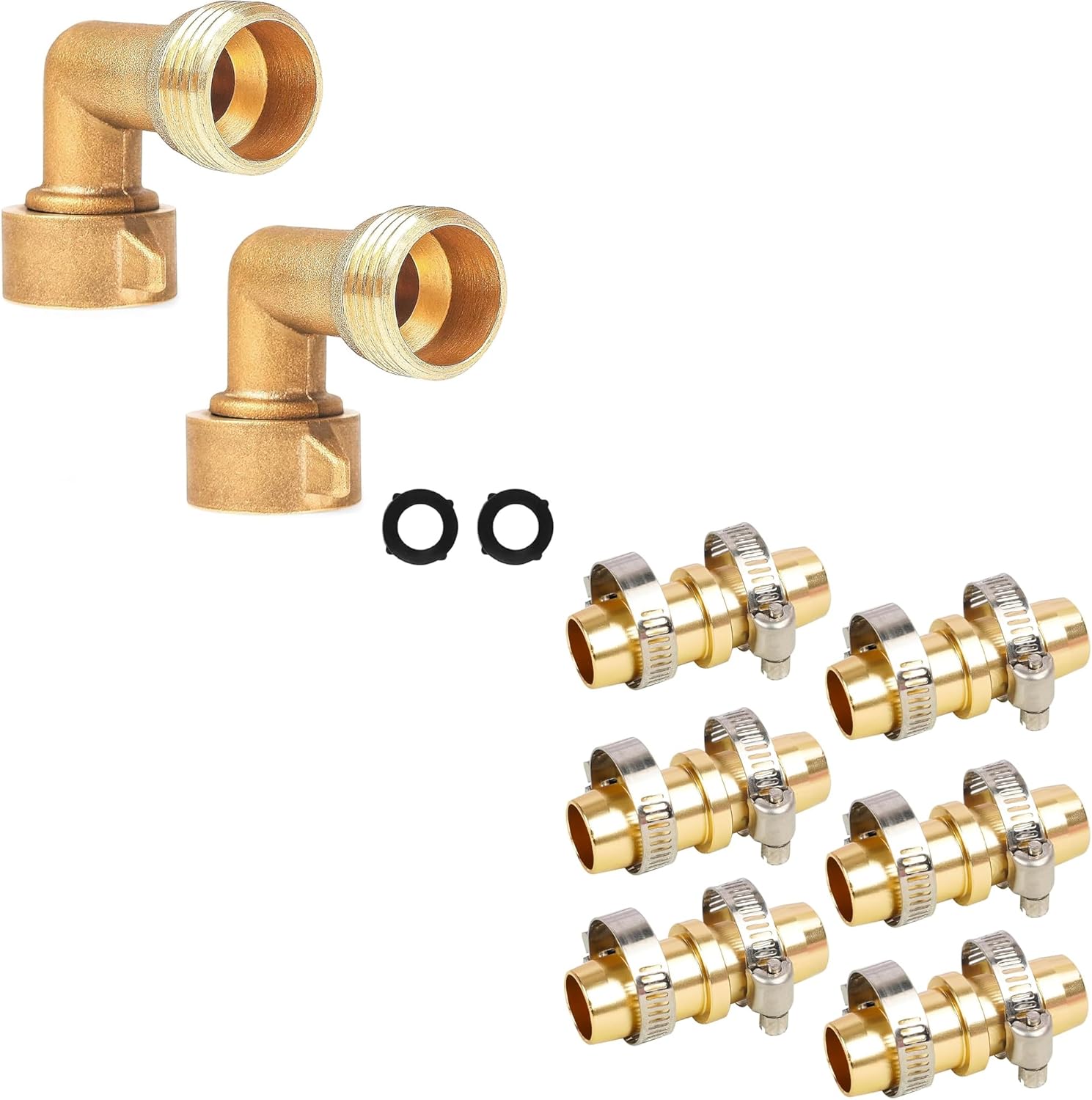90 Degree Hose Elbow Connectors + Garden Hose Repair Kit - Image 1