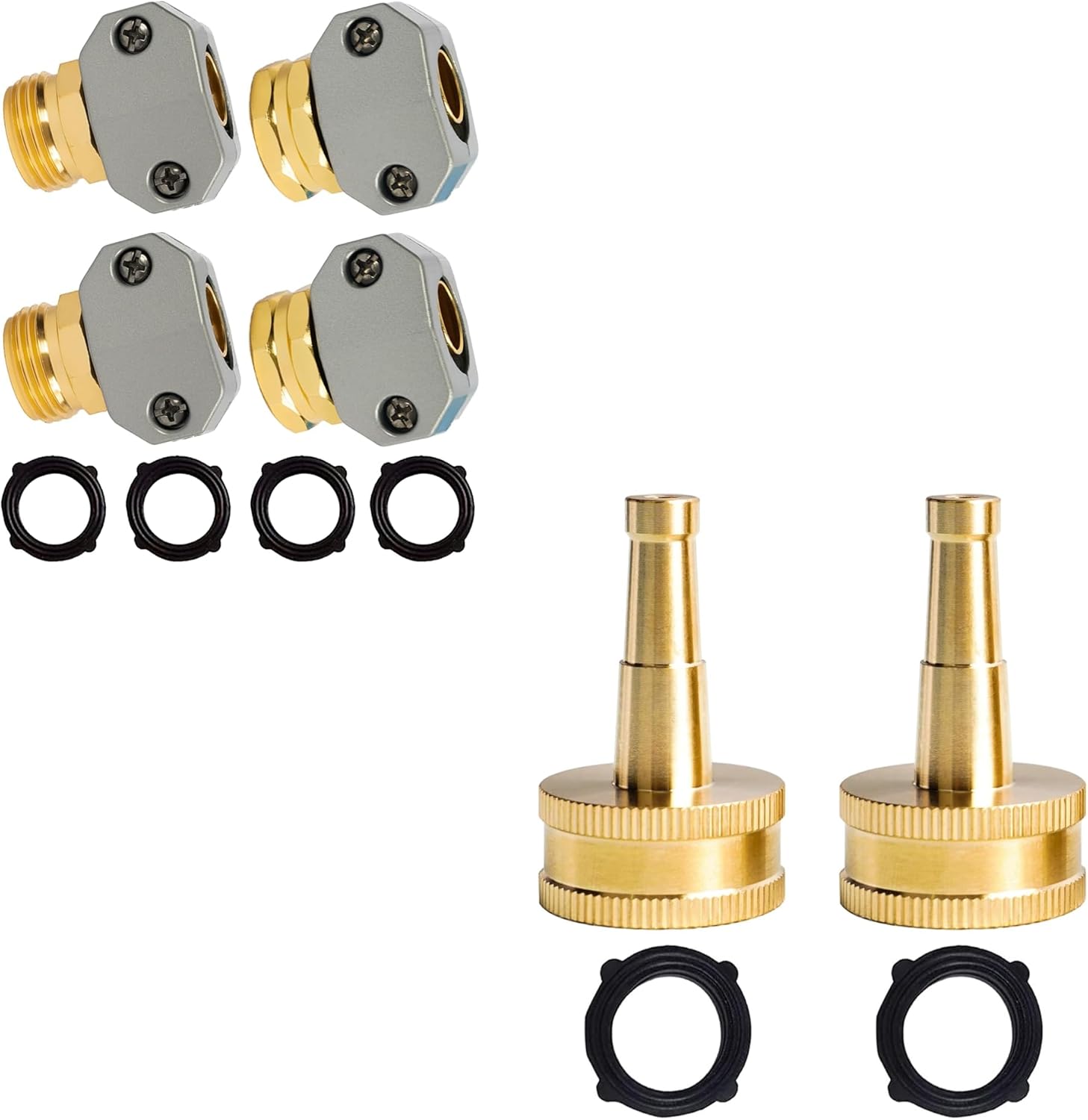 Garden Hose Repair Kit + 2 Inch Jet Sweeper Brass Nozzle - Image 1