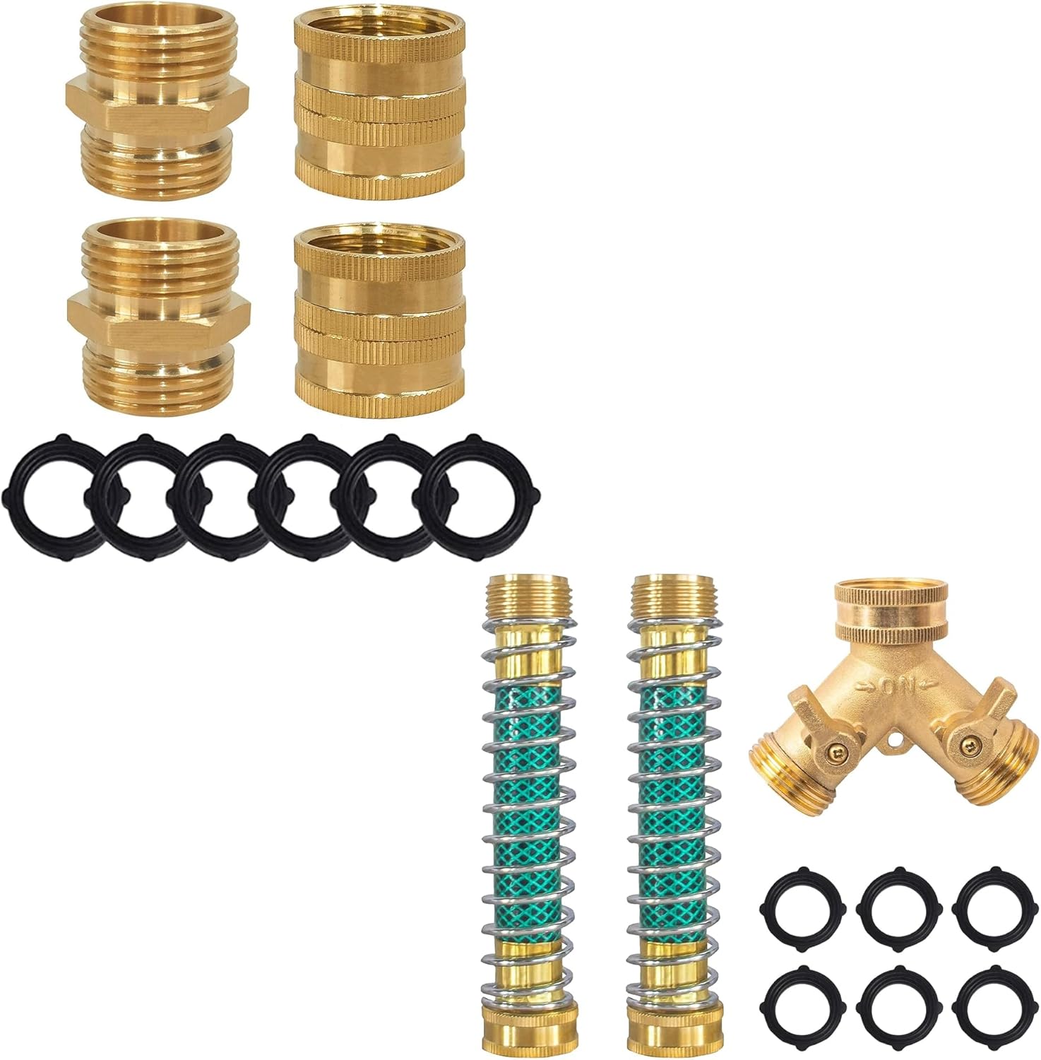 Garden Hose Adapter + 2 Way Hose Splitter with Hose Protectors - Image 1