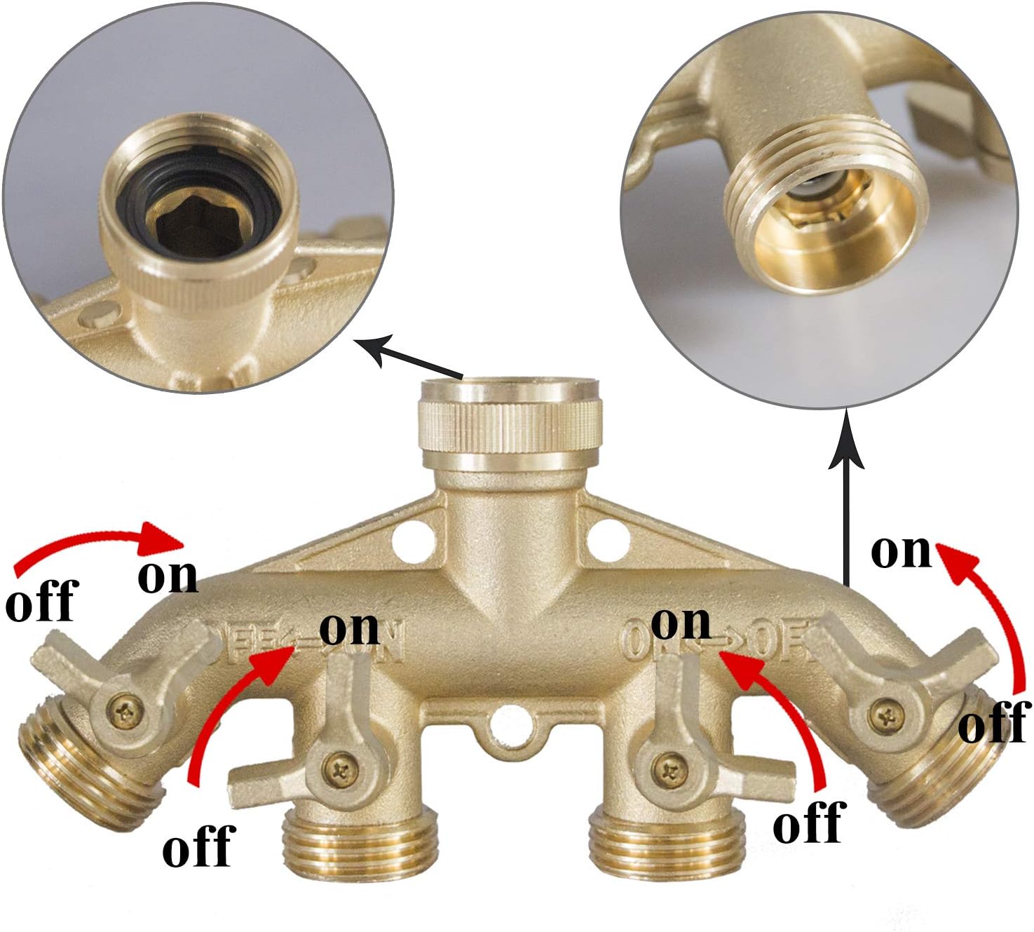 Brass Garden Hose Splitter (4 Way) + Garden Hose Quick Connector - Image 4