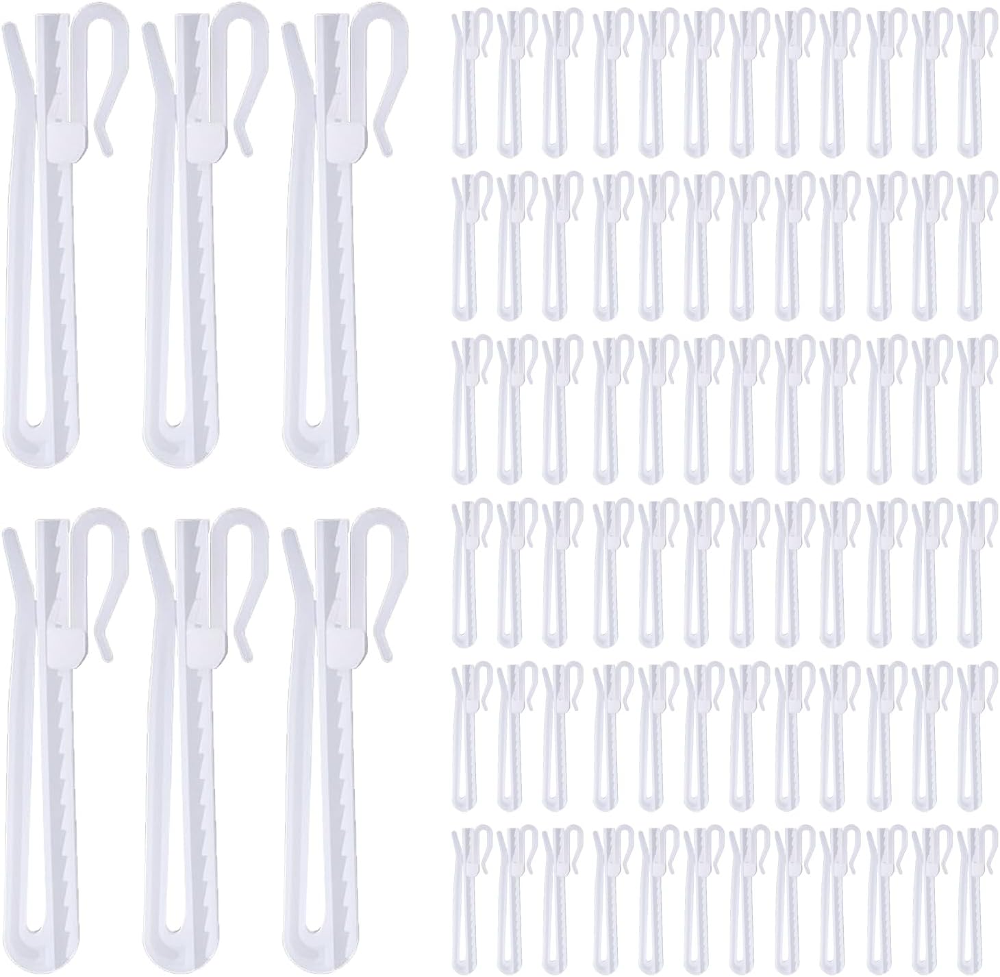80 Pcs Plastic Curtain Hooks, Adjustable Pinch Pleat Hooks, Ratchet System Pinch Pleat Curtain Hooks for Window Curtain, Door Curtain and Shower Curtain (90mm/3.54inch) - Image 1