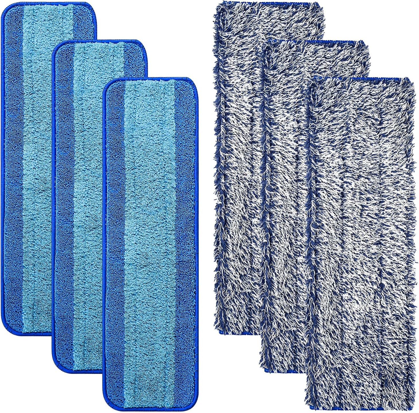 6 Pack Mop Pads for Bona Family of Mops, 3 Microfiber Cleaning Pad + 3 Microfiber Dusting Pad, Reusable Mop Refill Replacement Head for Dry and Wet Floor Cleaning - Image 1