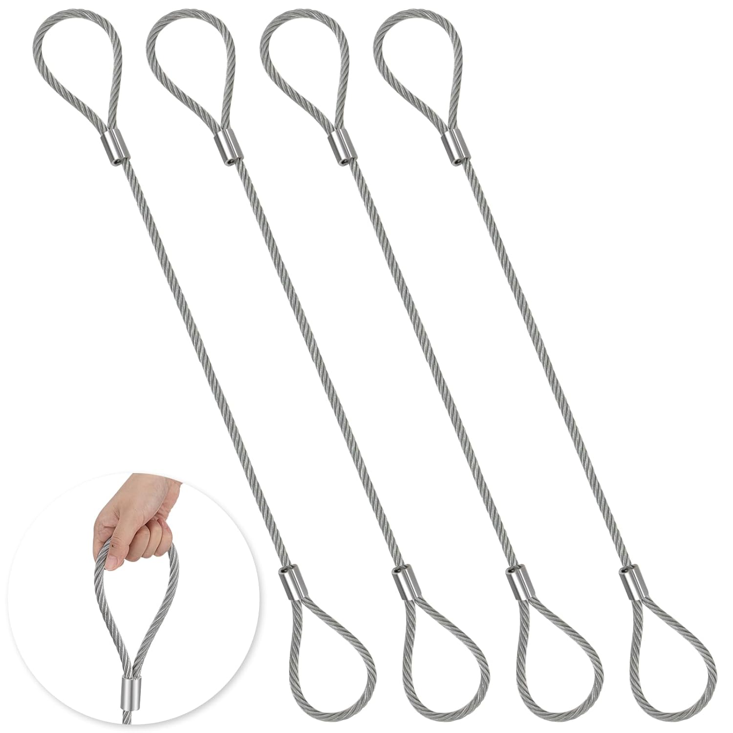 4 Pack Wire Rope & Sling 3/8