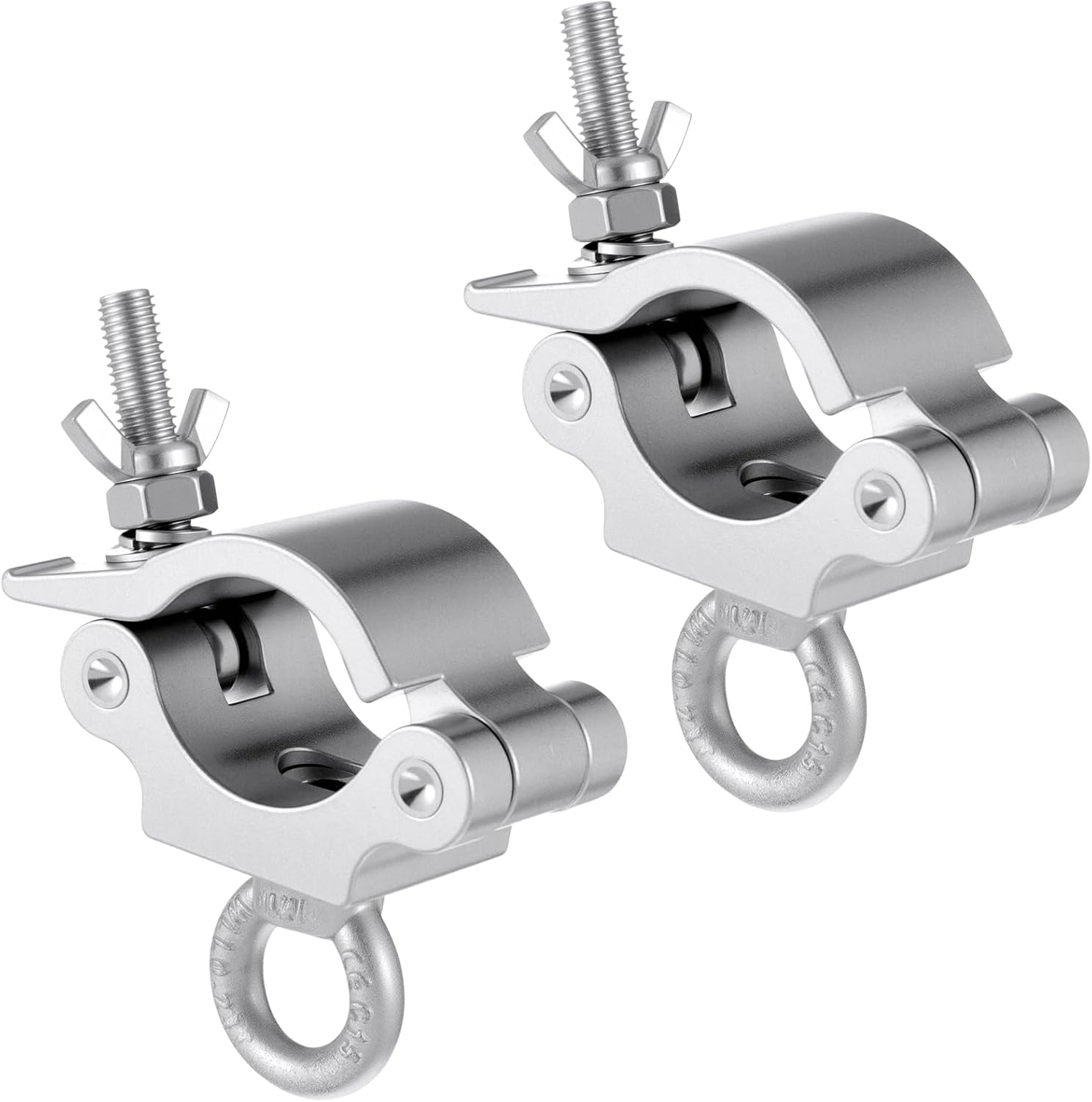 2 Pcs Heavy Duty 2 Inch Truss Clamp with Eye Bolt for 48-51mm Truss Tube/Pipe, Aluminum Stage Light Clamps for LED Video Wall and Lighting Mounting - Image 1