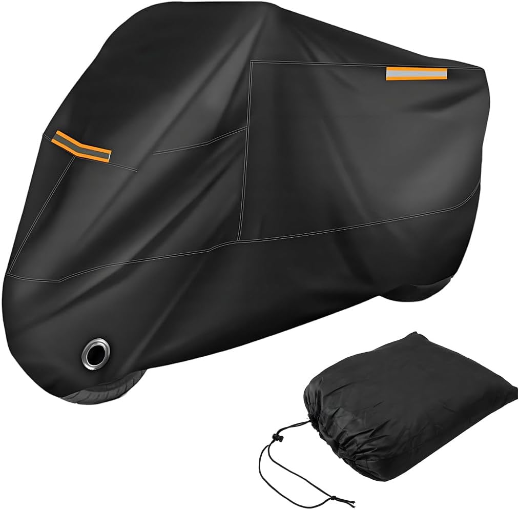 Motorcycle Cover, 190T All-Season Waterproof Sun Protect Motorcycle Cover with Lock Hole, All-Around Outdoor Protection Cover for Motorcycle Scooter, Motorcycle Accessories - Image 1