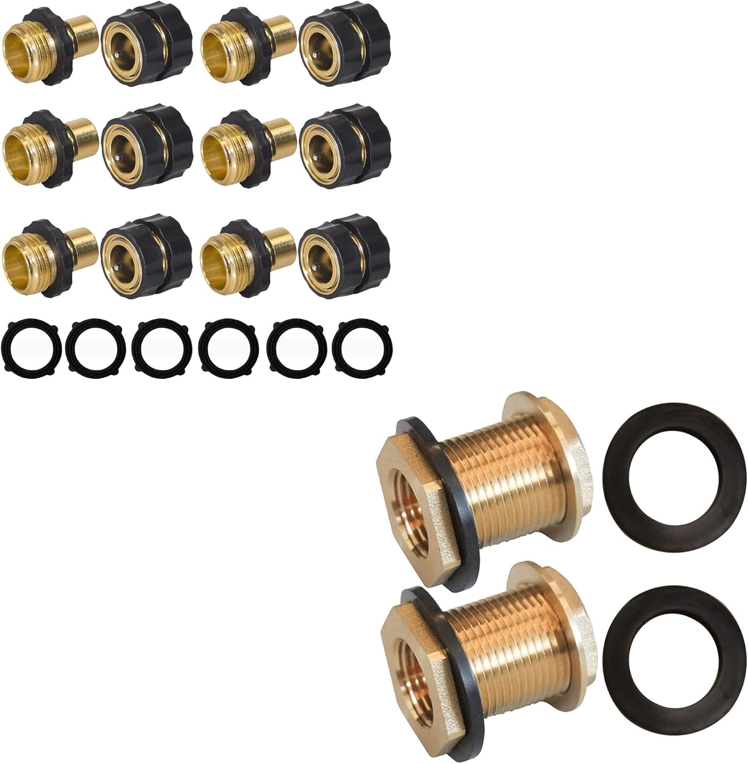 Garden Hose Quick Connector + Brass Bulkhead Fitting - Image 1
