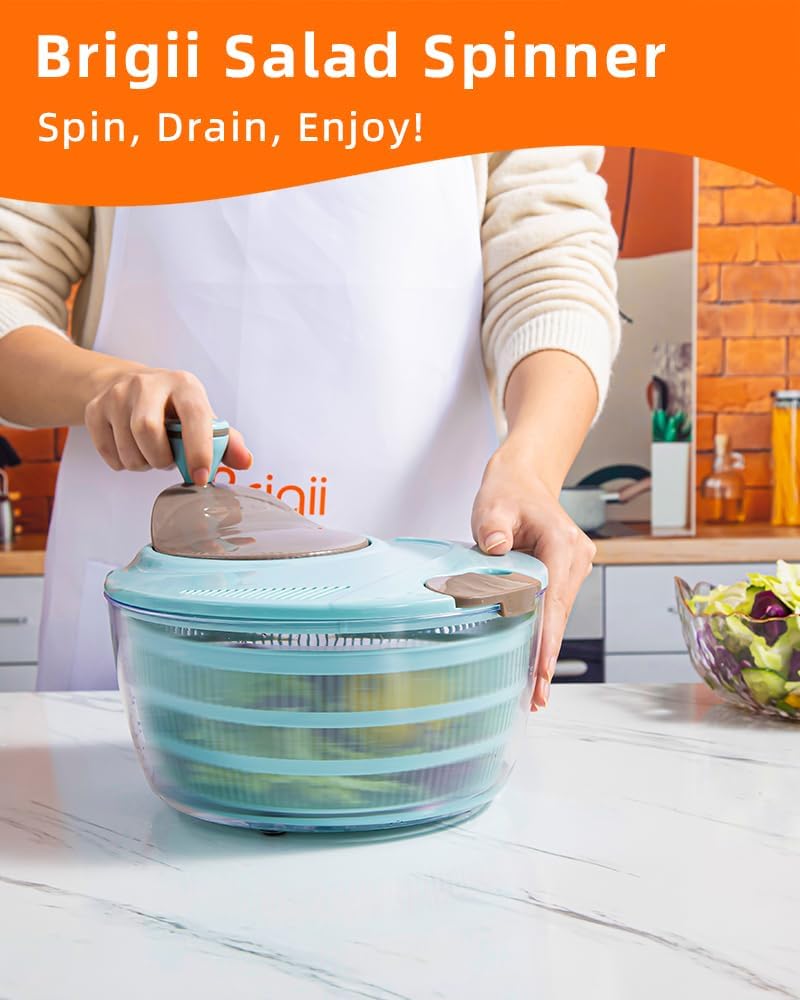 Salad Spinner, 4.24 Quart Lettuce Spinner with Double Drainage Holes, Salad Dryer for Washing, Spinning, and Draining Greens, Fruits, and Vegetables - Image 2