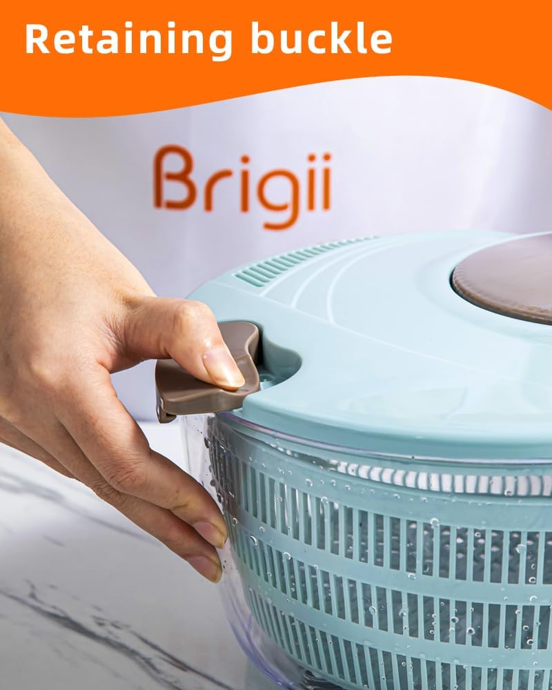 Salad Spinner, 4.24 Quart Lettuce Spinner with Double Drainage Holes, Salad Dryer for Washing, Spinning, and Draining Greens, Fruits, and Vegetables - Image 4