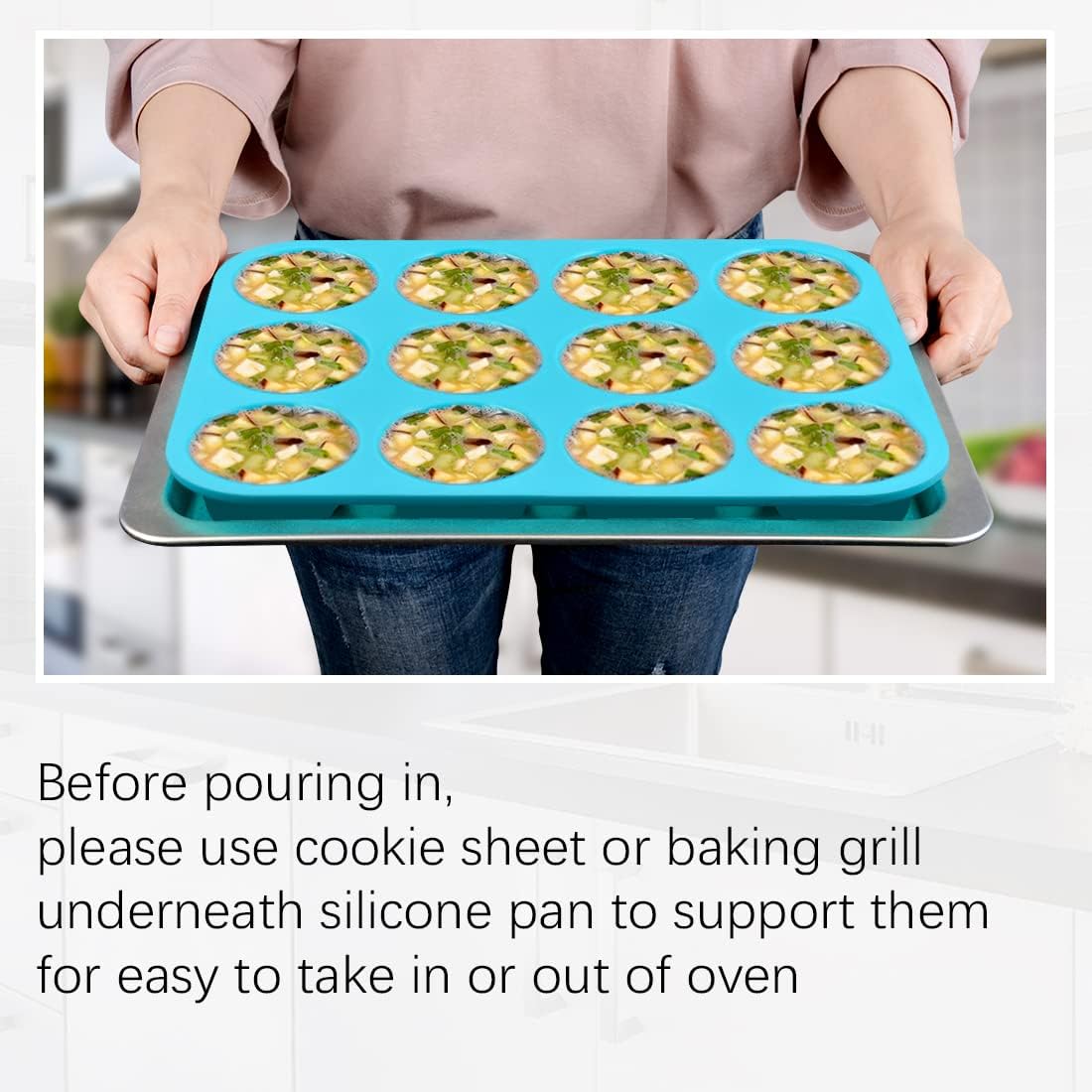 Silicone Muffin Pan Cupcake Pan Set - Mini 24 Cups and Regular 12 Cups Muffin Tin, Nonstick Food Grade Molds with 12 Baking Cups - Image 6