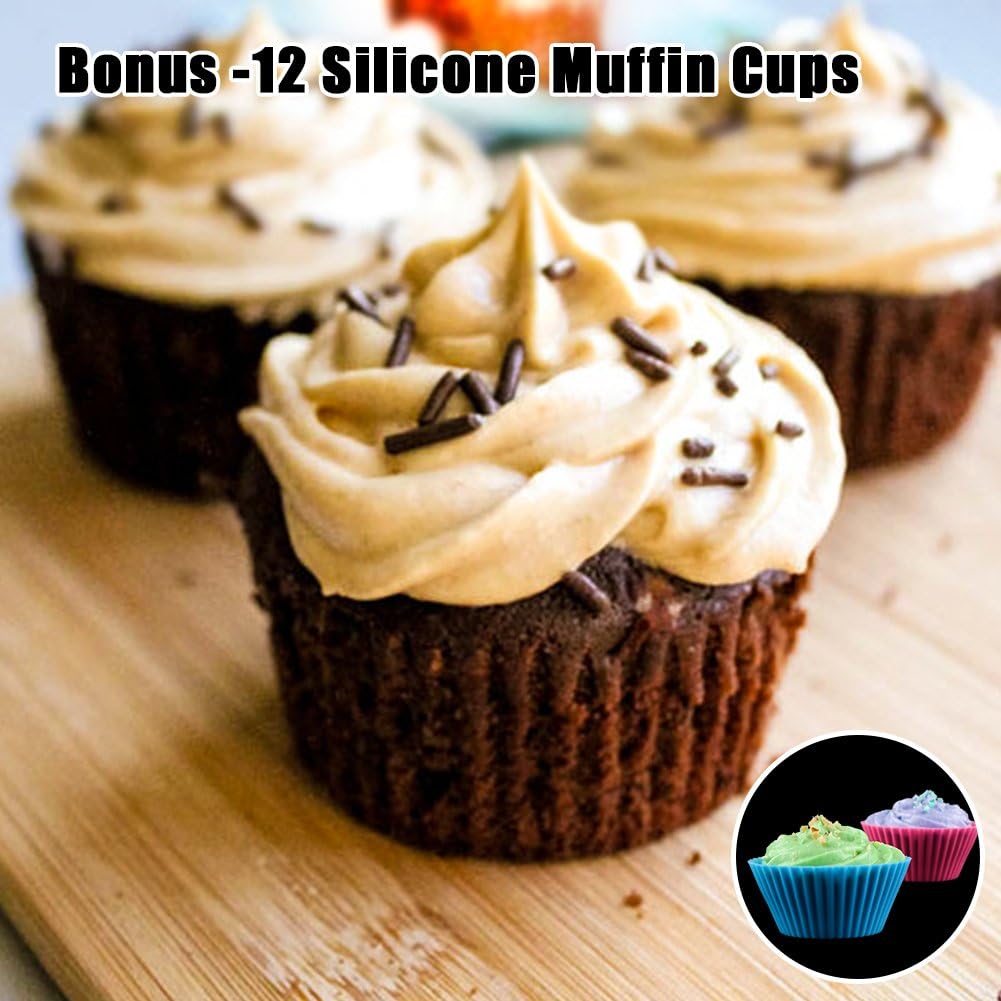 Silicone Muffin Pan Cupcake Pan Set - Mini 24 Cups and Regular 12 Cups Muffin Tin, Nonstick Food Grade Molds with 12 Baking Cups - Image 7