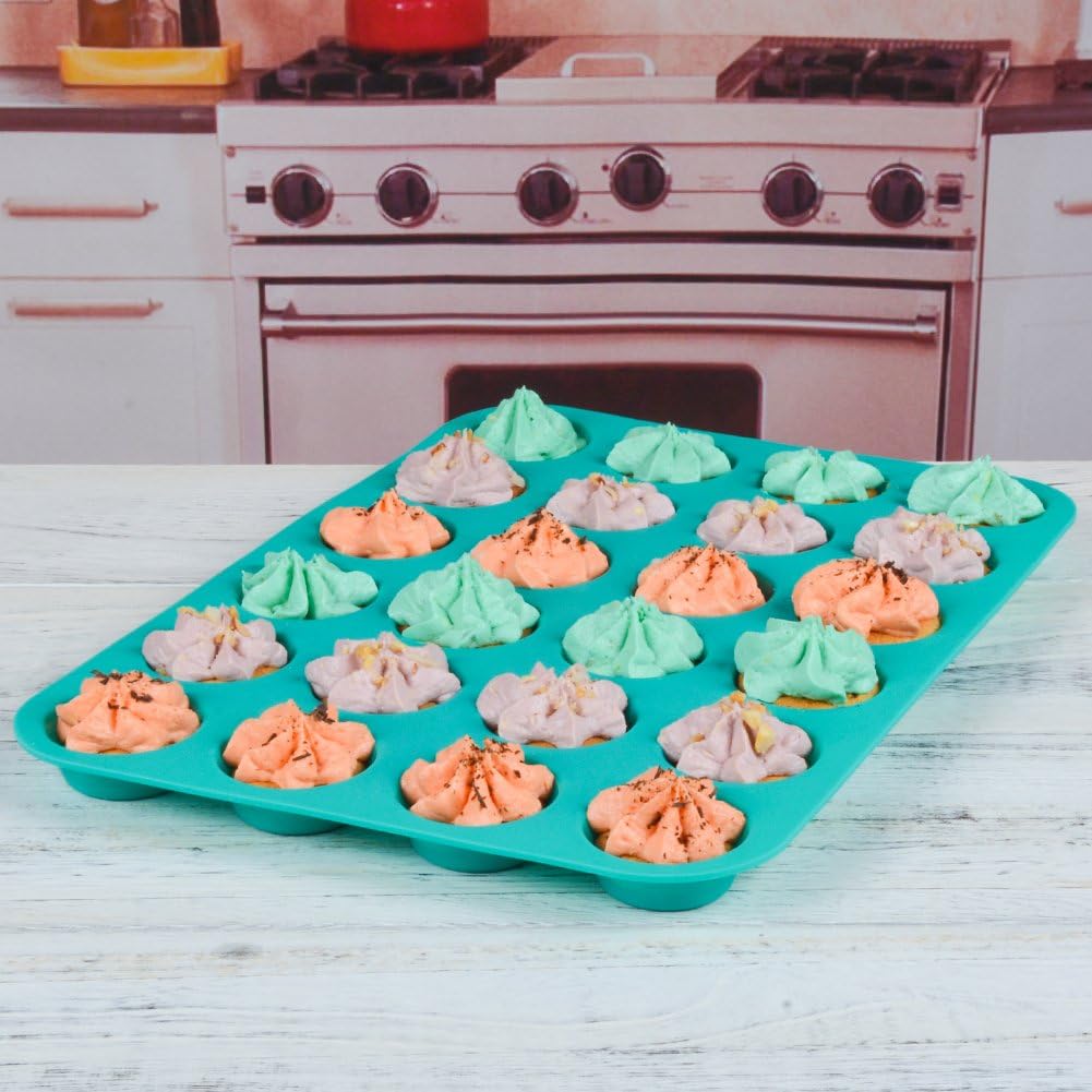 Silicone Muffin Pan Cupcake Pan Set - Mini 24 Cups and Regular 12 Cups Muffin Tin, Nonstick Food Grade Molds with 12 Baking Cups - Image 8