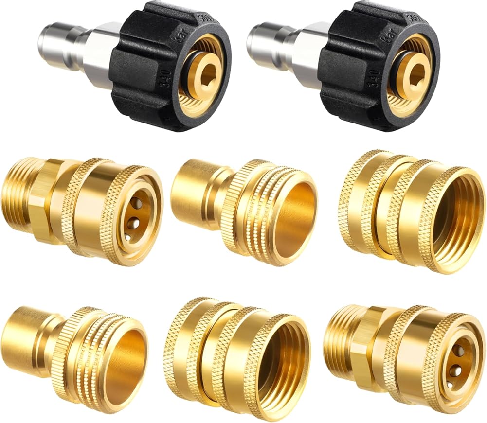 Pressure Washer Adapter Set, Quick Disconnect Kit, M22 14 mm Quick Connect Swivel to 3/8'' Quick Connect Fittings, 3/4