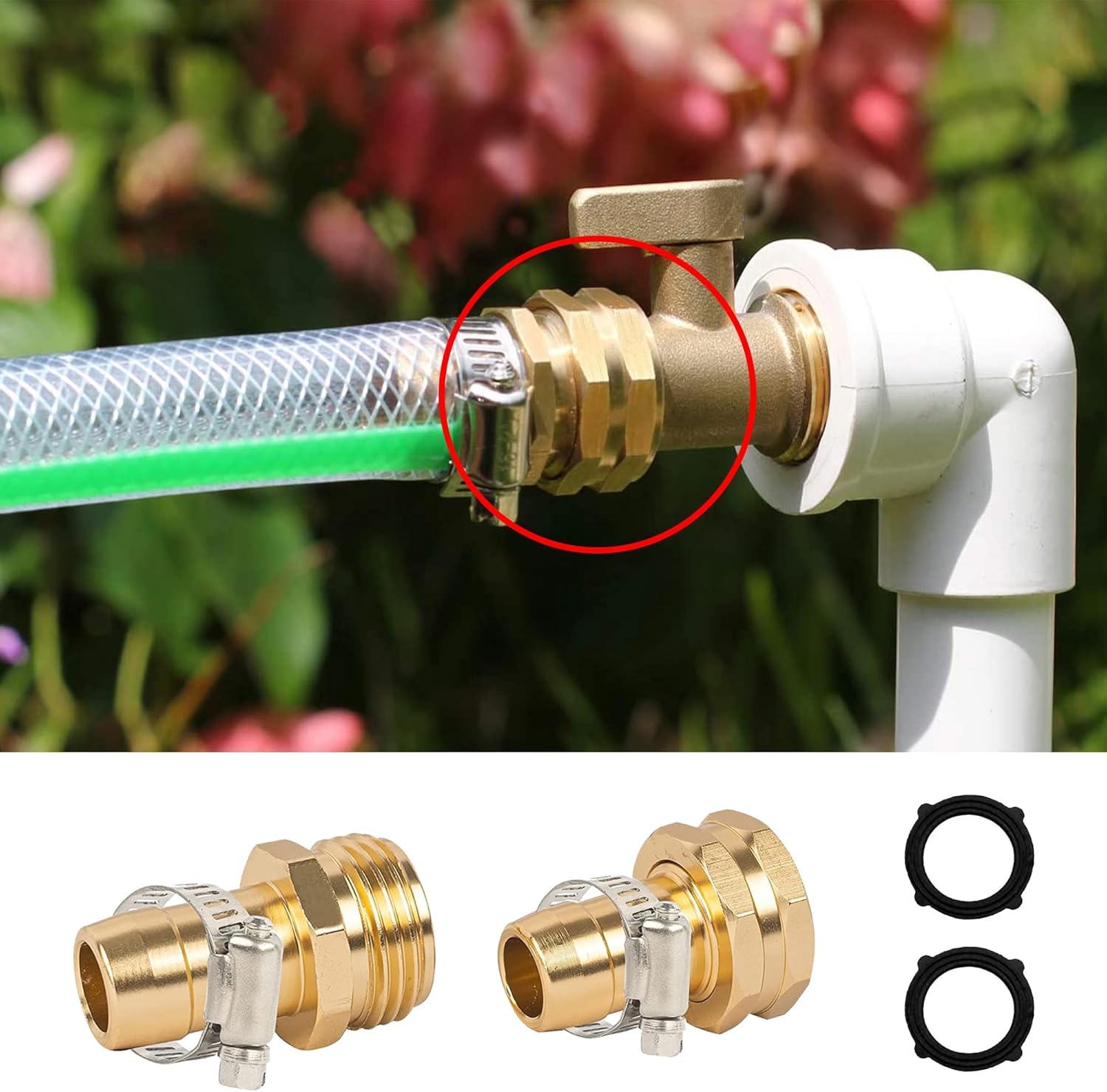 Garden Hose Repair Connector with Clamps + Hose Repair Kit - Image 4