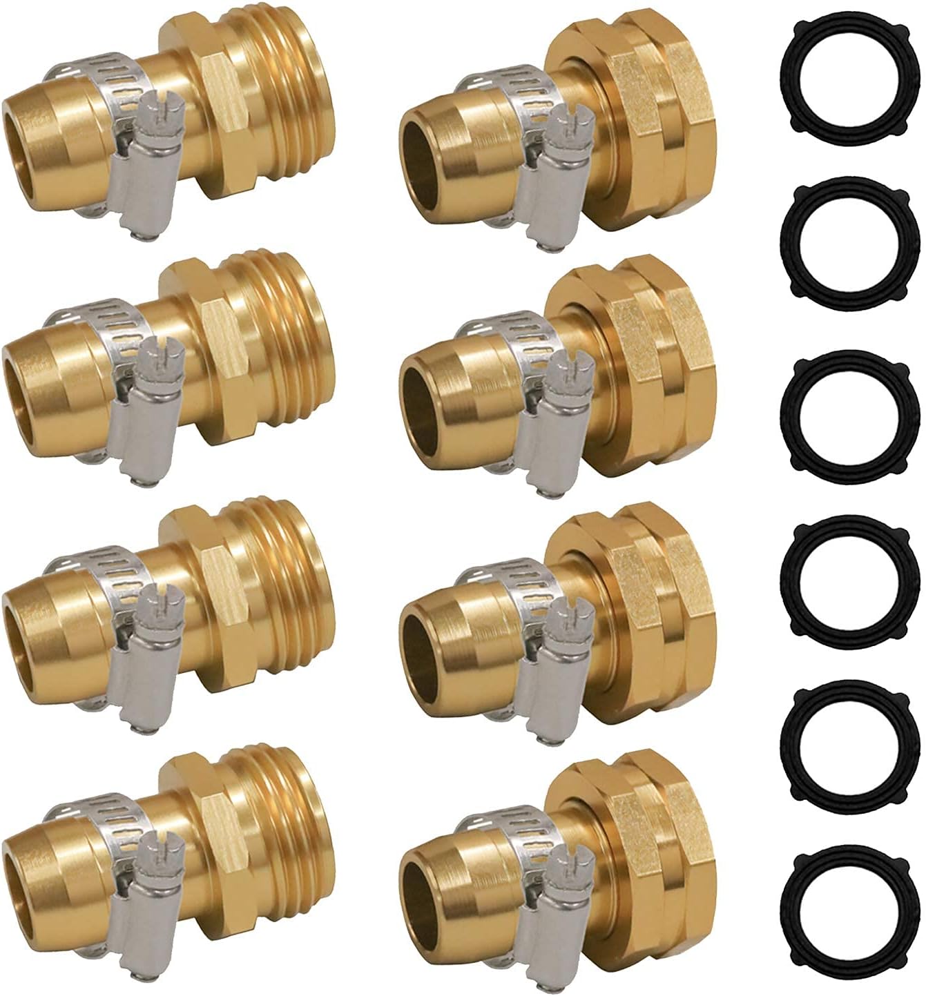 Garden Hose Repair Connector with Clamps + Hose Quick Connector - Image 2