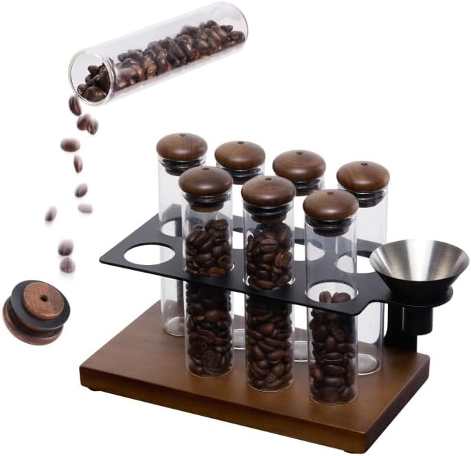 Coffee Bean Cellar Tubes Single Dose Set of 8 Borosilicate Glass Sealing Tubes for Espresso Enthusiasts and Baristas One-Way Exhaust Valve Stopper for Smoother Pouring Without threads - Image 1