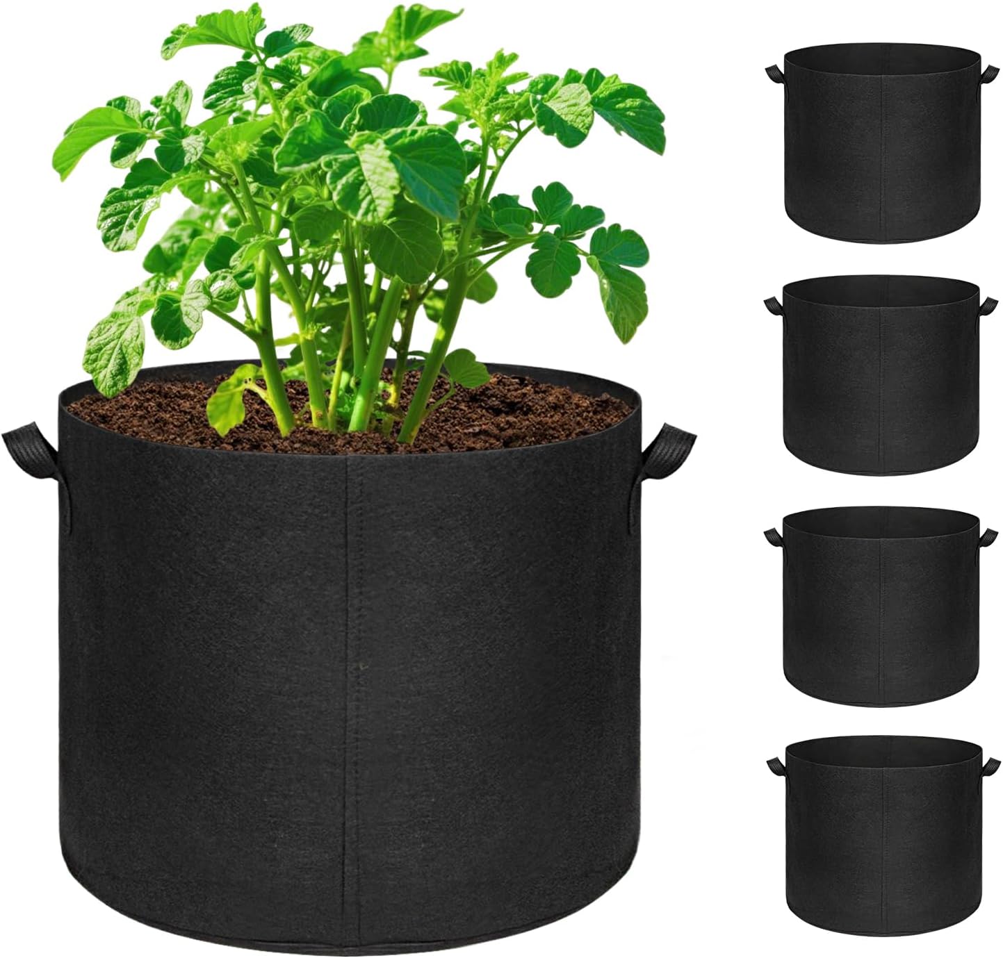 5-Pack 20 Gallon Grow Bags, Large Nonwoven Fabric Pots with Handles for Planting Fruits, Vegetables, Flowers Indoor Outdoor - Image 1